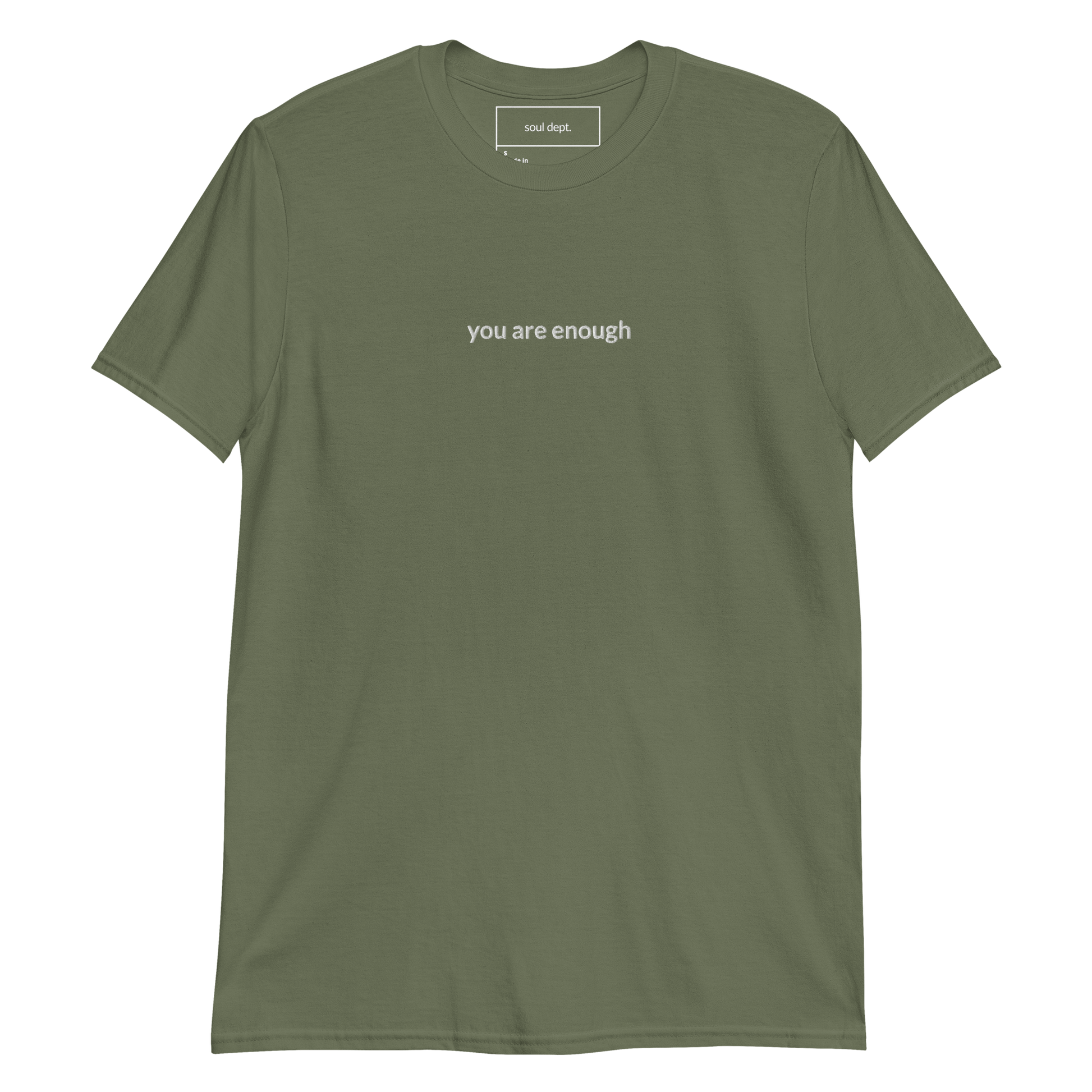 You Are Enough Tee - White Embroidered Mantra