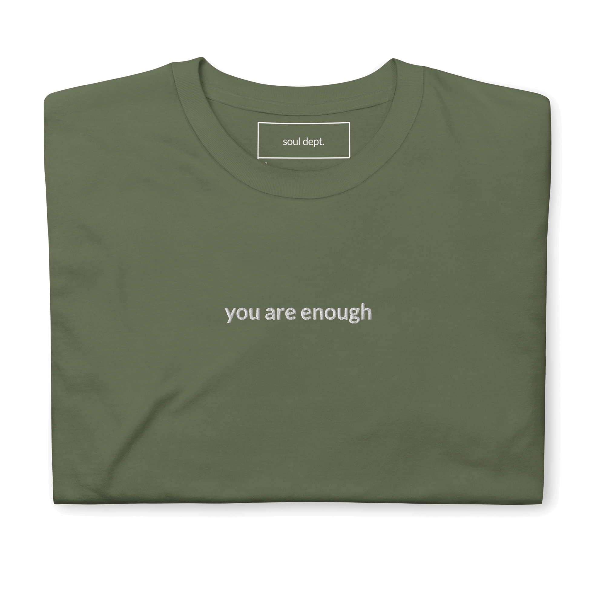 You Are Enough Tee - White Embroidered Mantra