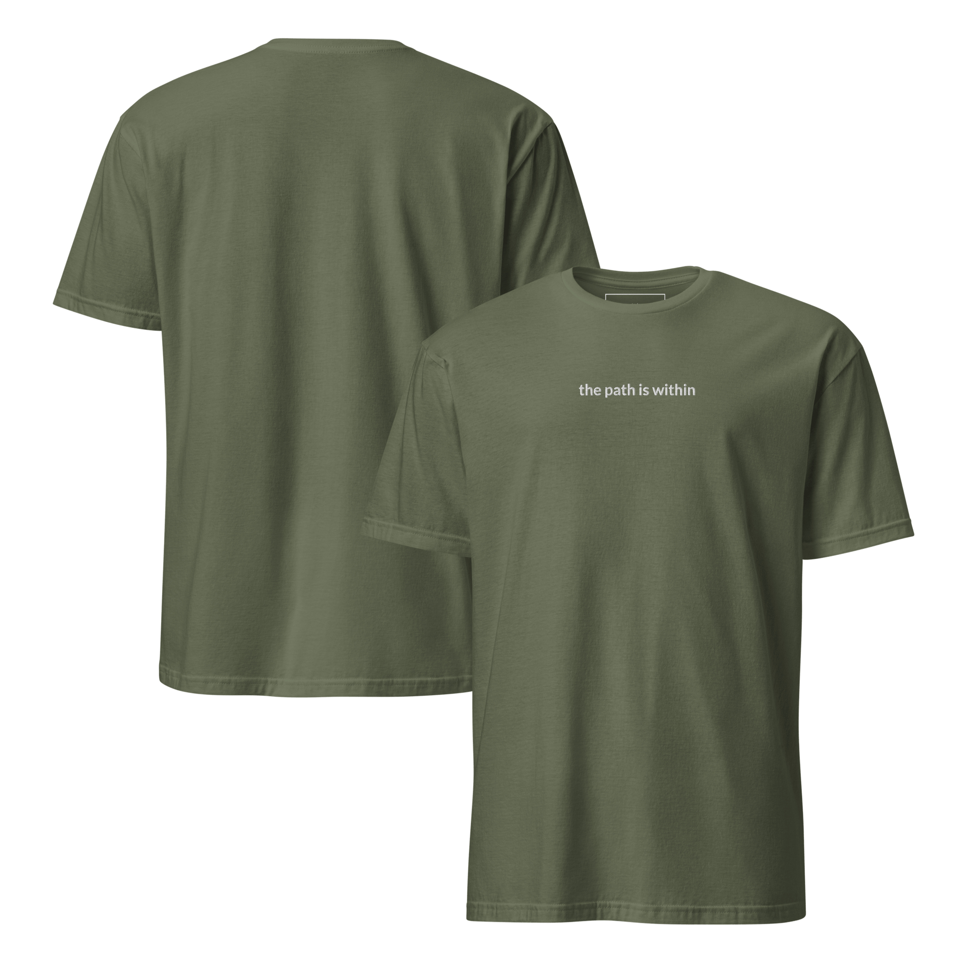 The Path is Within Tee - White Embroidered Mantra