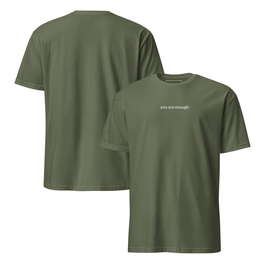 You Are Enough Tee - White Embroidered Mantra