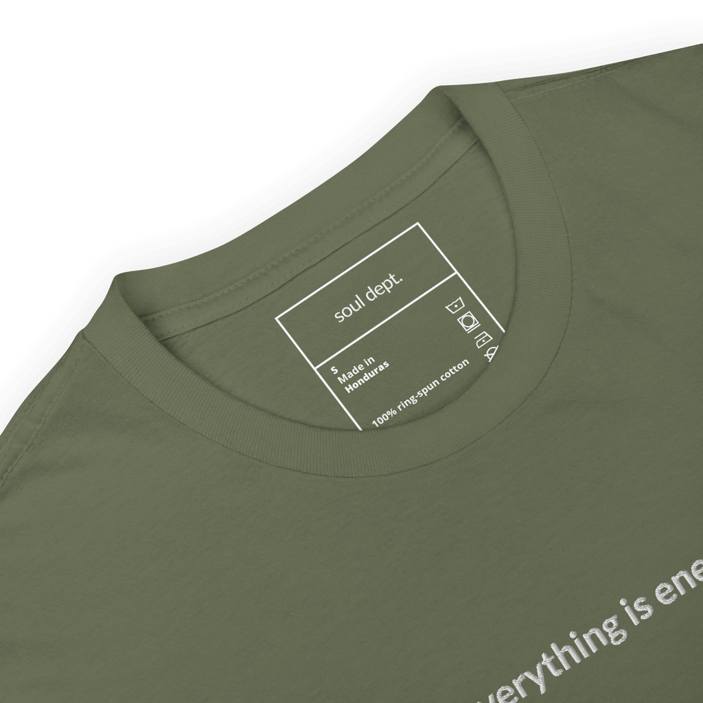 Everything is Energy Tee - White Embroidered Mantra