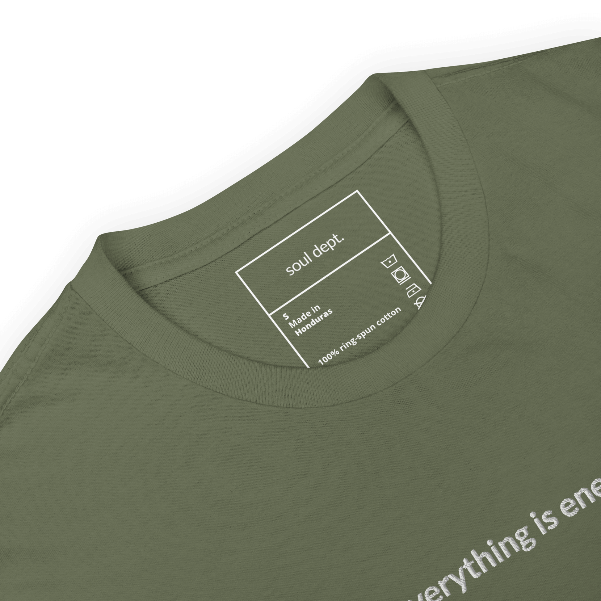 Everything is Energy Tee - White Embroidered Mantra