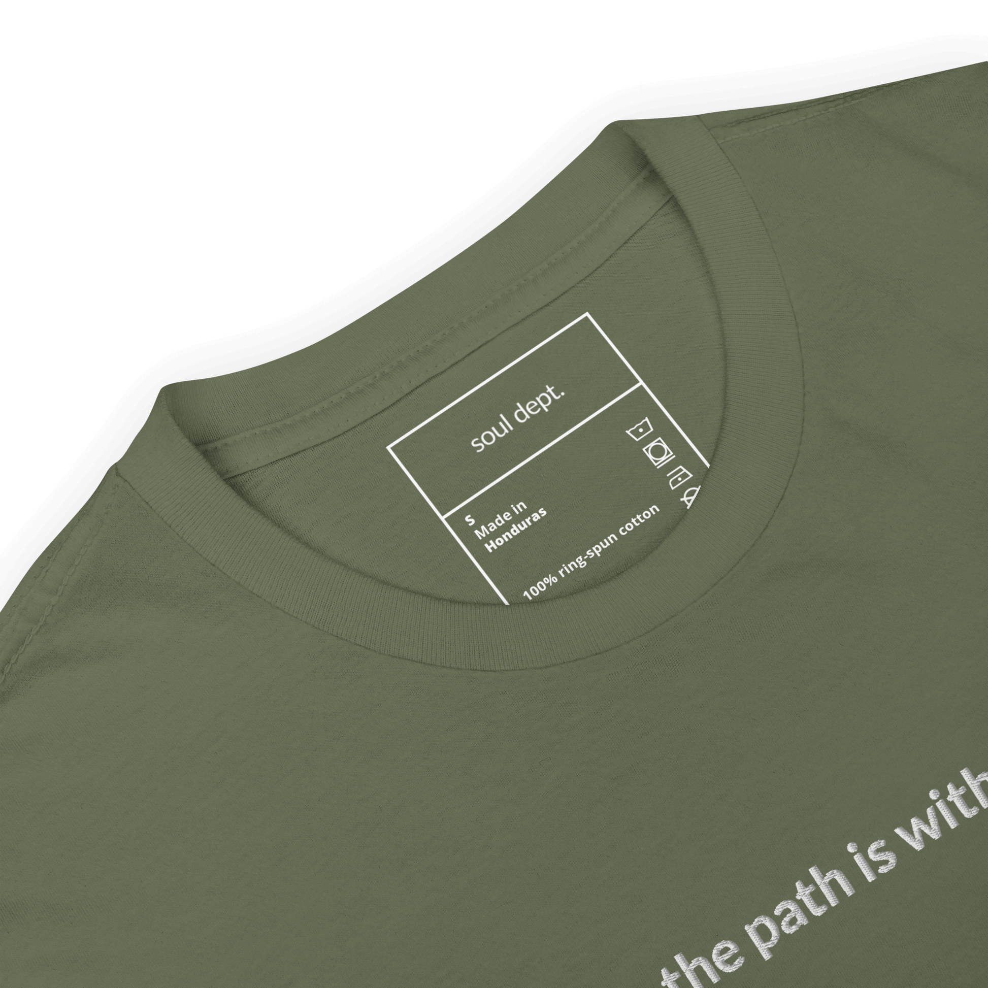 The Path is Within Tee - White Embroidered Mantra