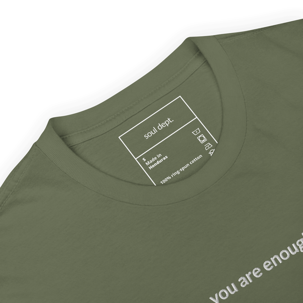 You Are Enough Tee - White Embroidered Mantra