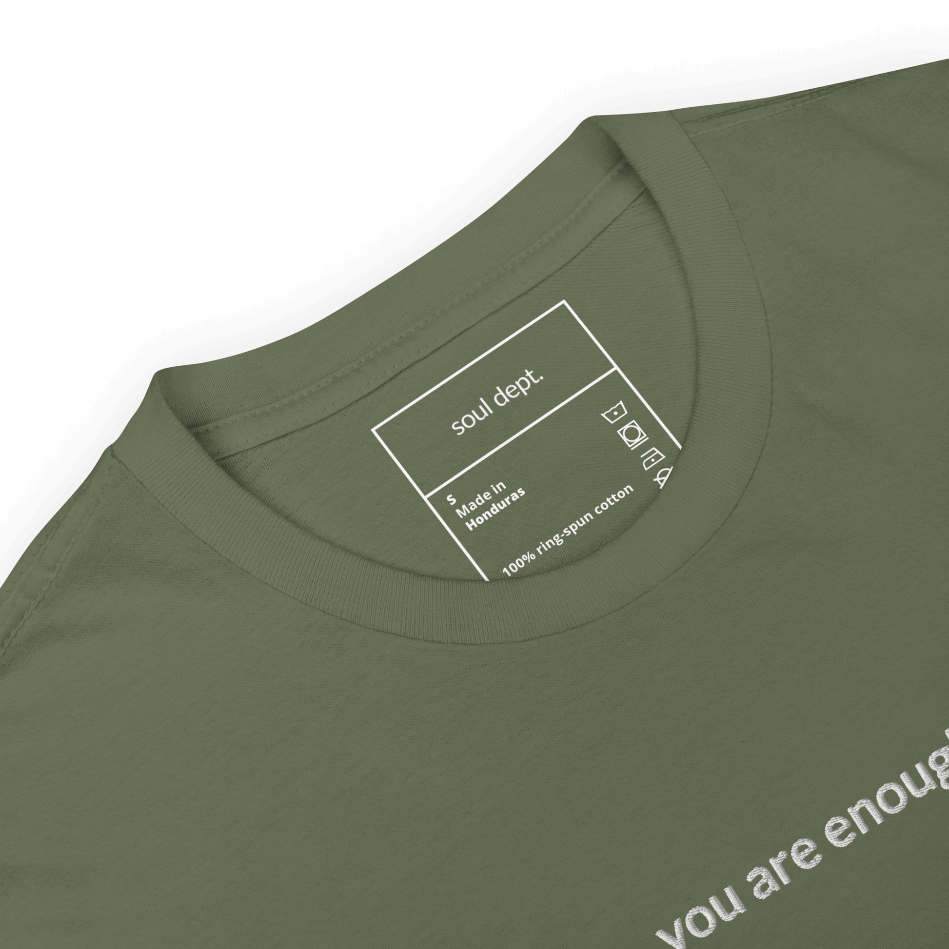 You Are Enough Tee - White Embroidered Mantra