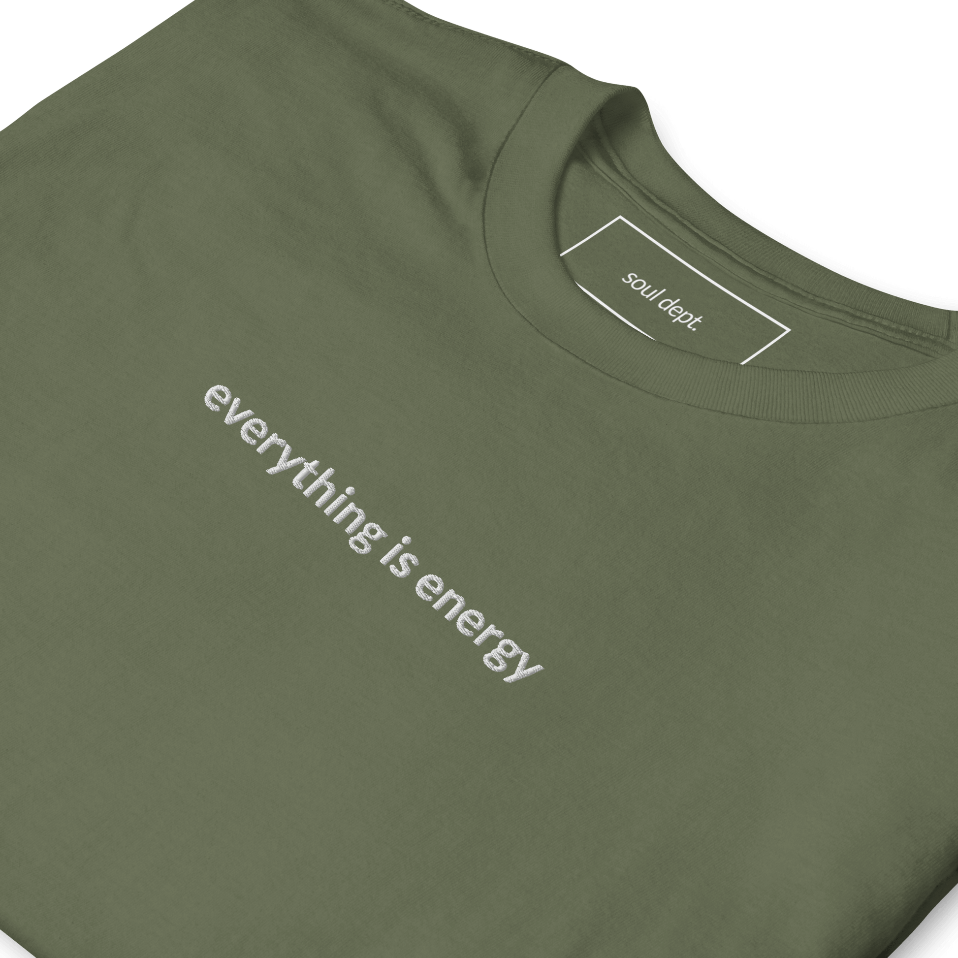 Everything is Energy Tee - White Embroidered Mantra
