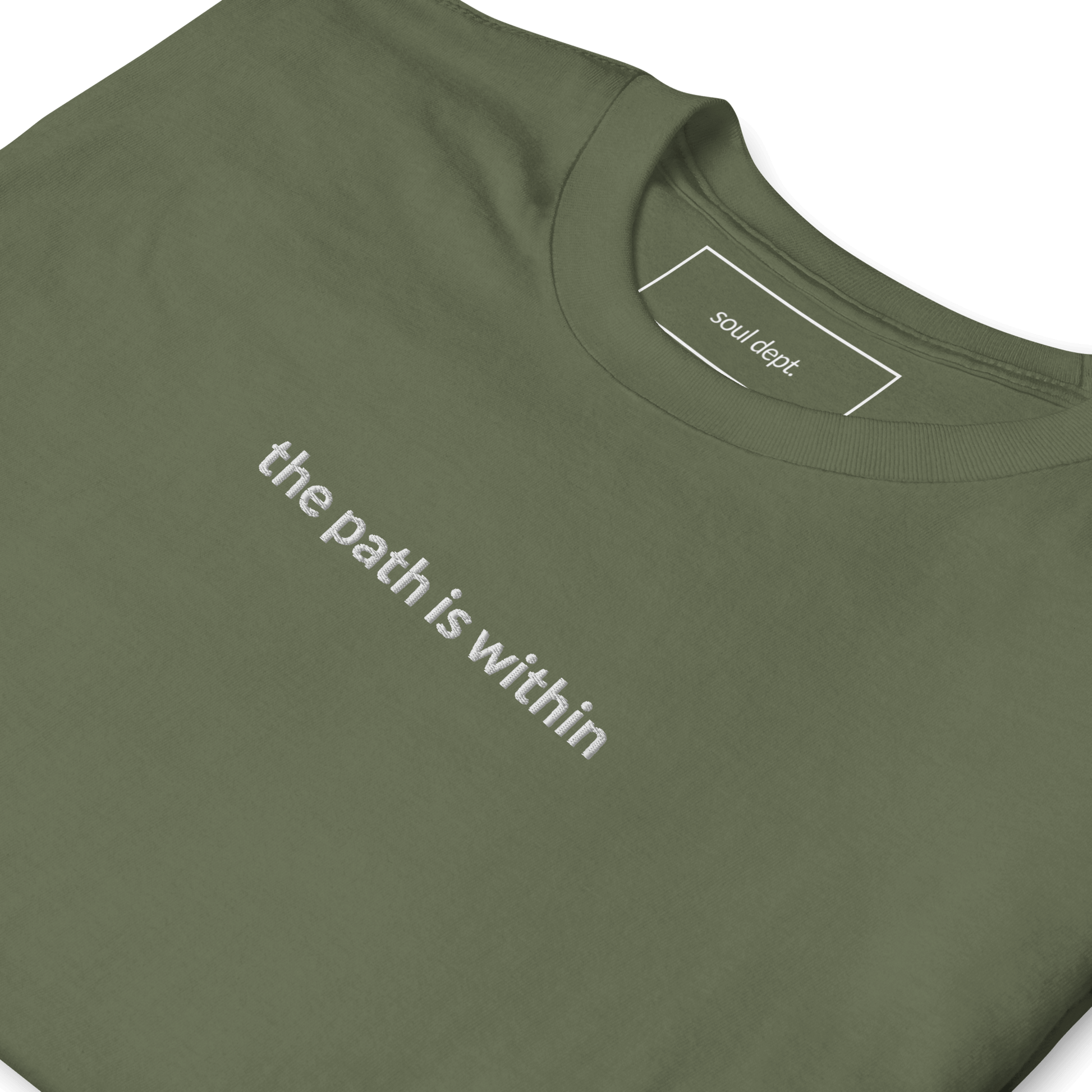 The Path is Within Tee - White Embroidered Mantra