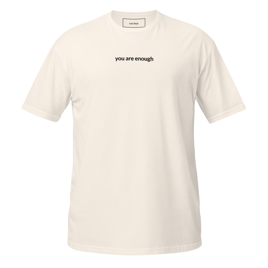 You Are Enough Tee - Black Embroidered Mantra