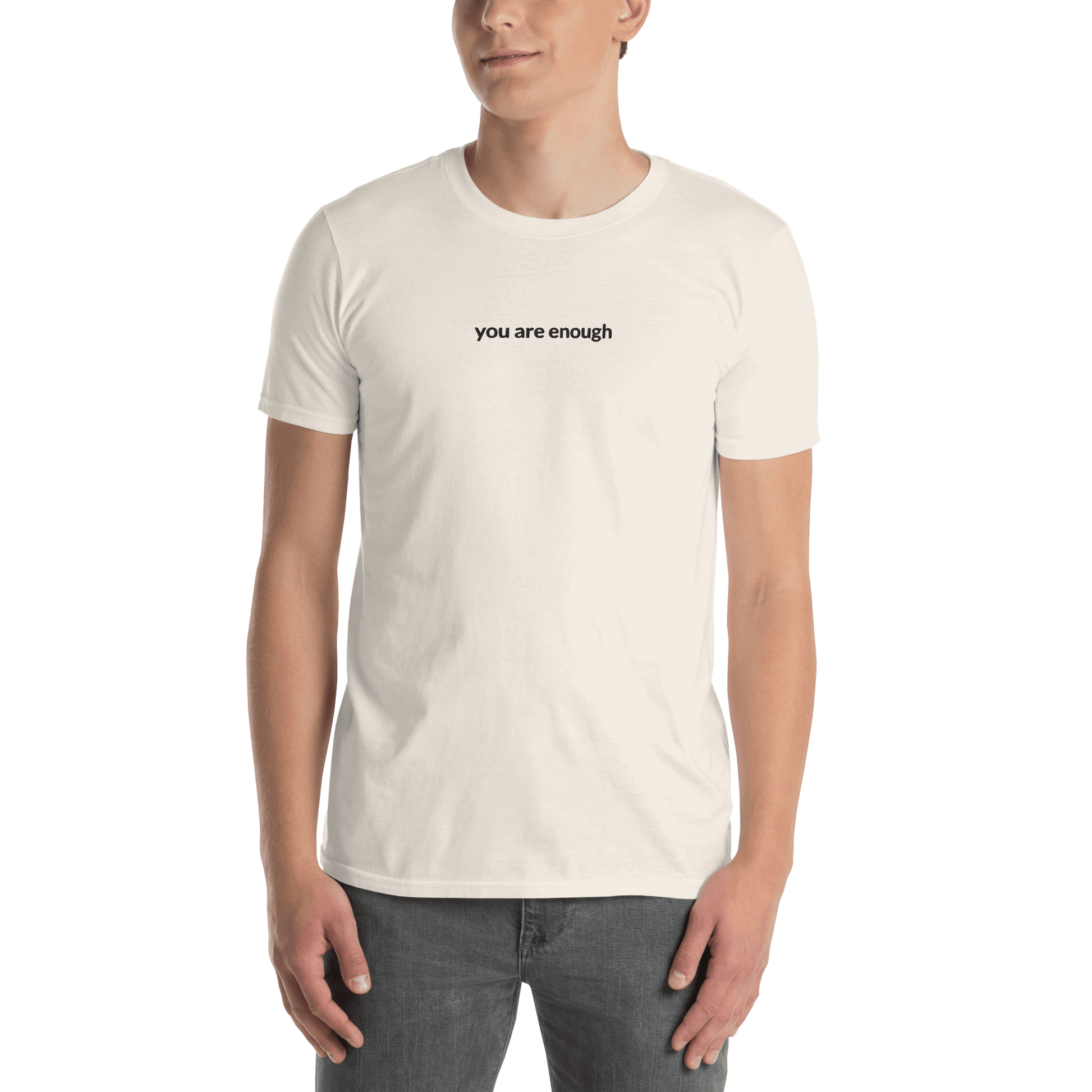 You Are Enough Tee - Black Embroidered Mantra
