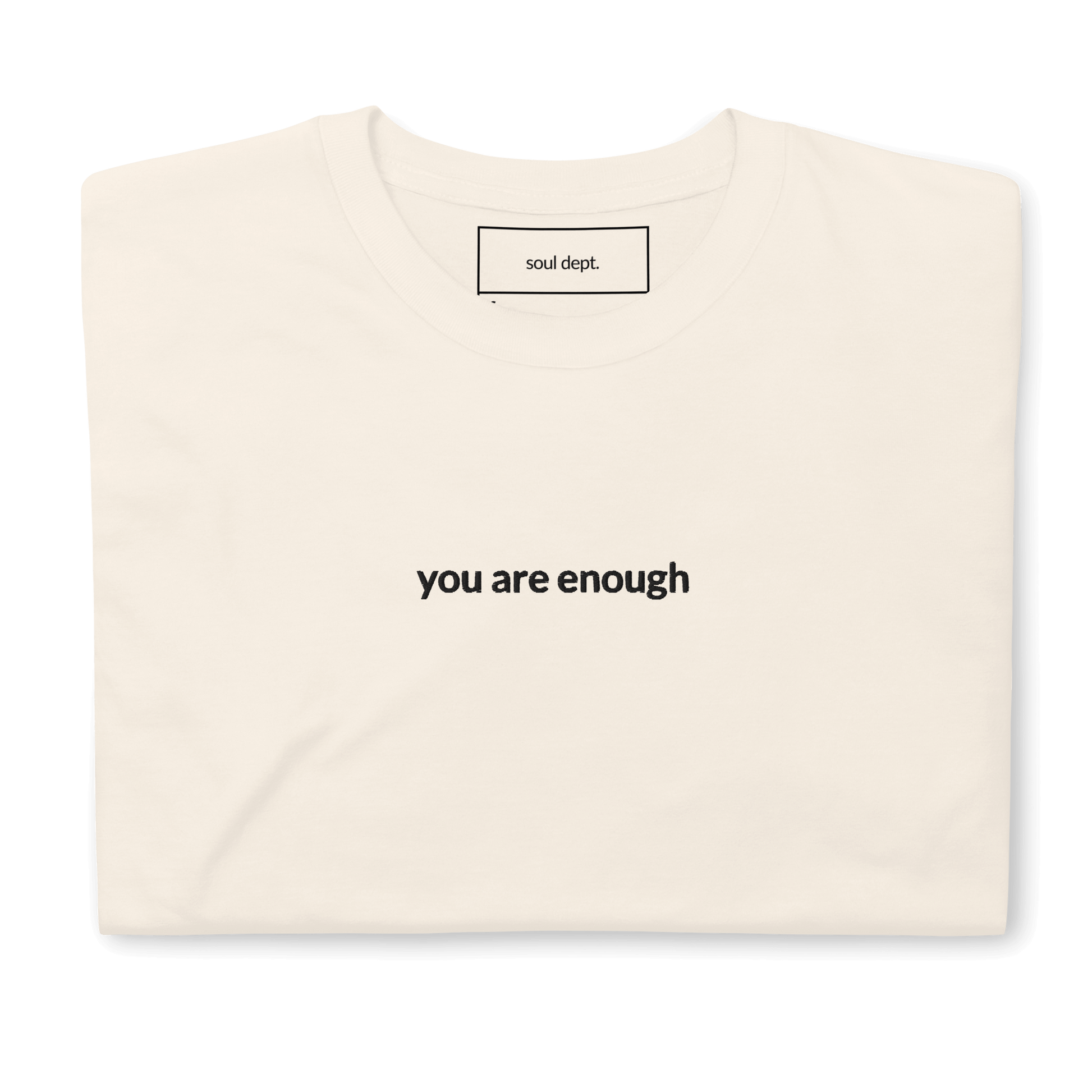 You Are Enough Tee - Black Embroidered Mantra
