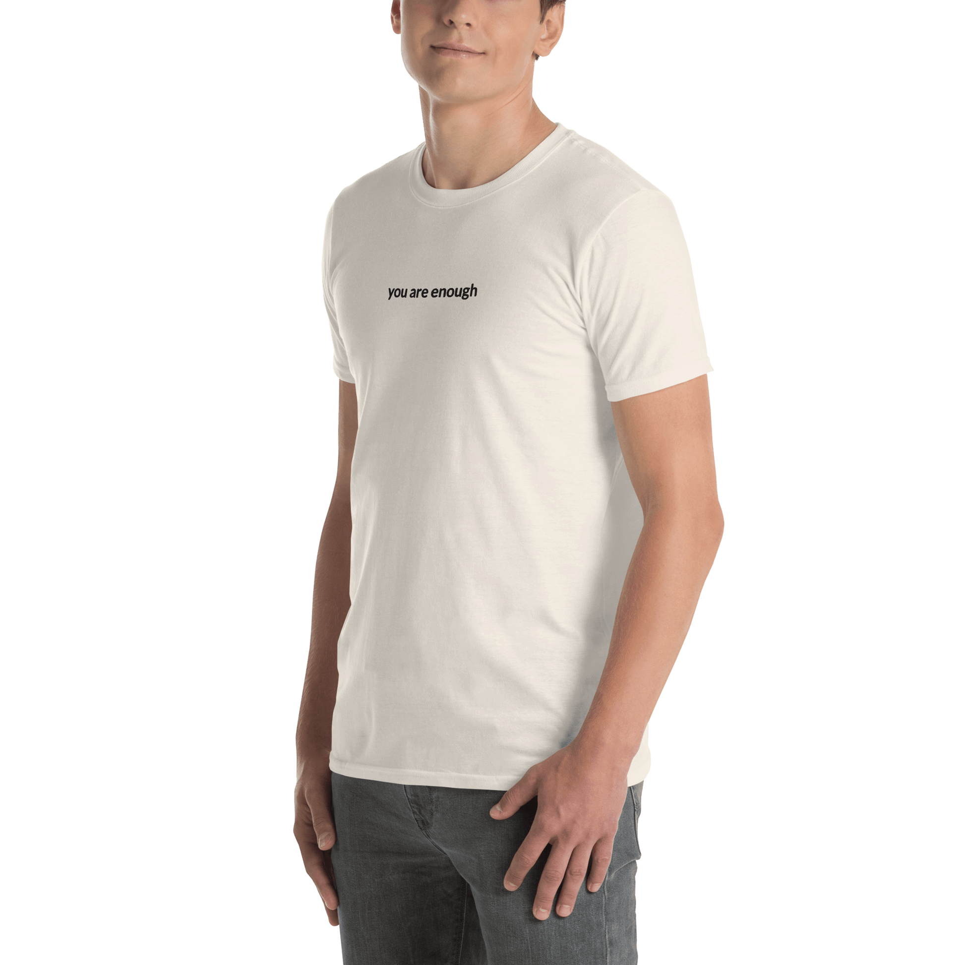 You Are Enough Tee - Black Embroidered Mantra