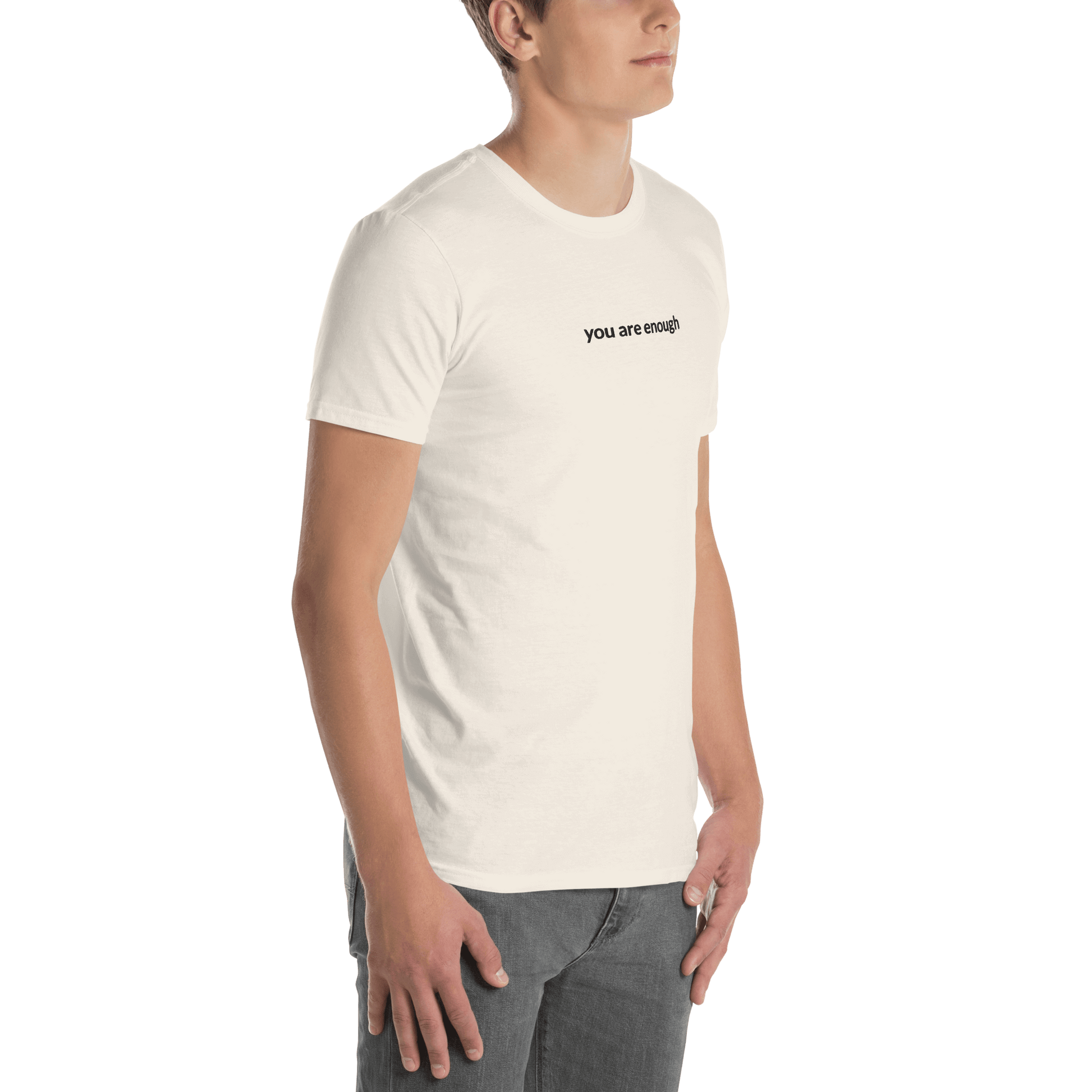 You Are Enough Tee - Black Embroidered Mantra