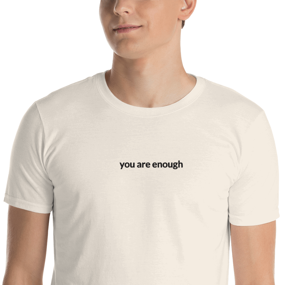 You Are Enough Tee - Black Embroidered Mantra