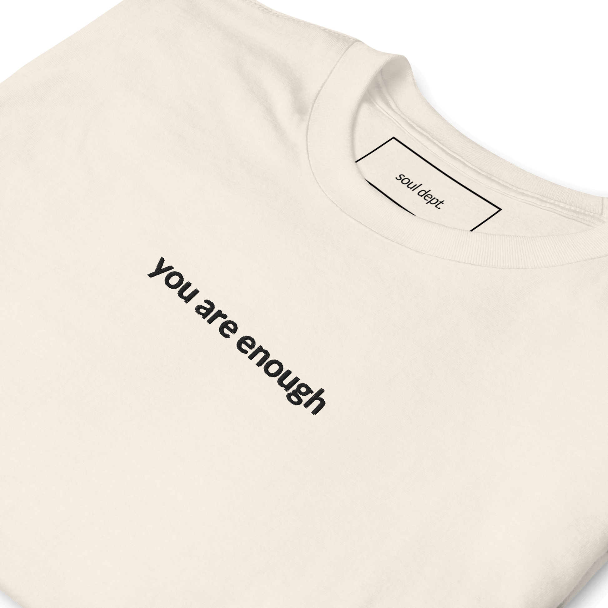 You Are Enough Tee - Black Embroidered Mantra