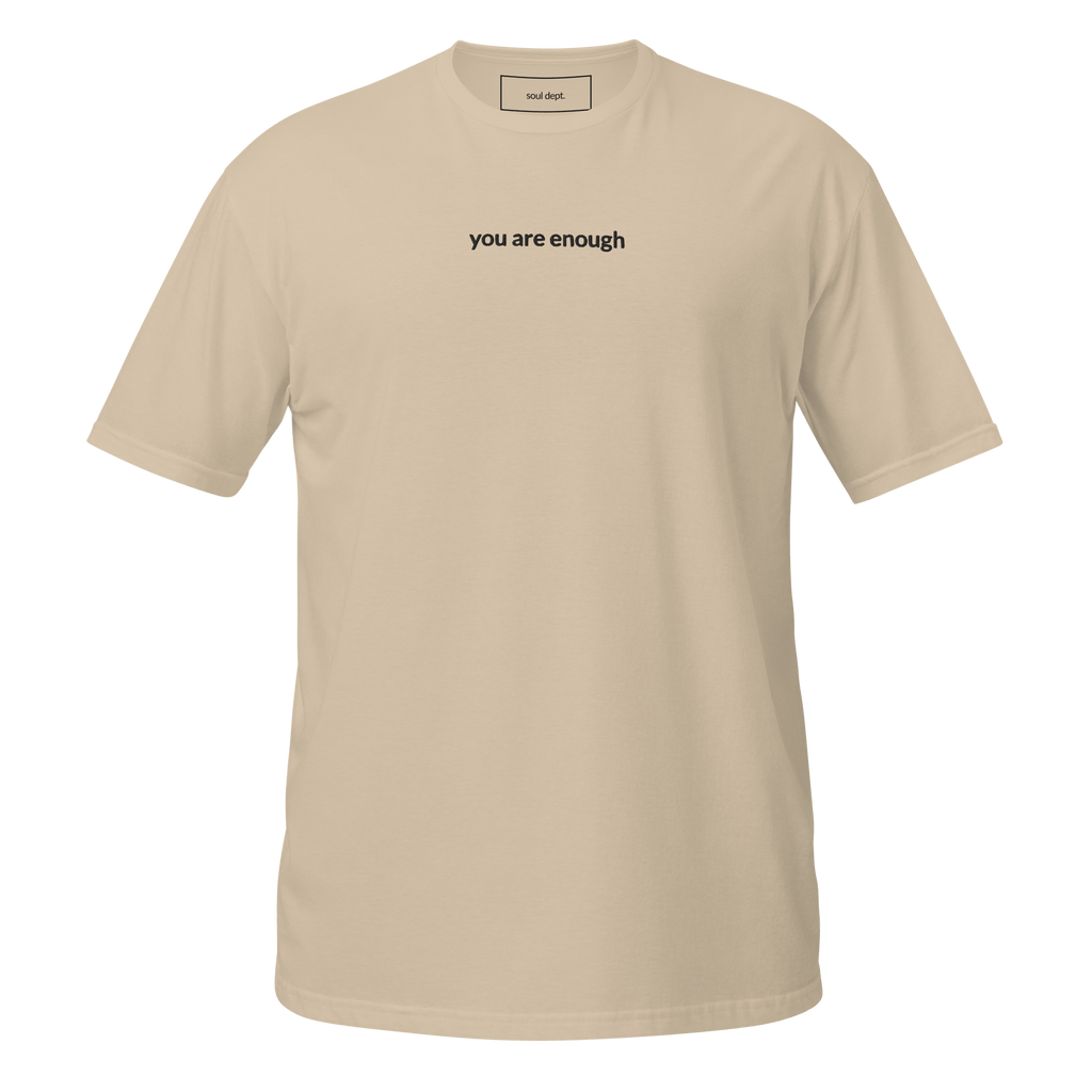 You Are Enough Tee - Black Embroidered Mantra