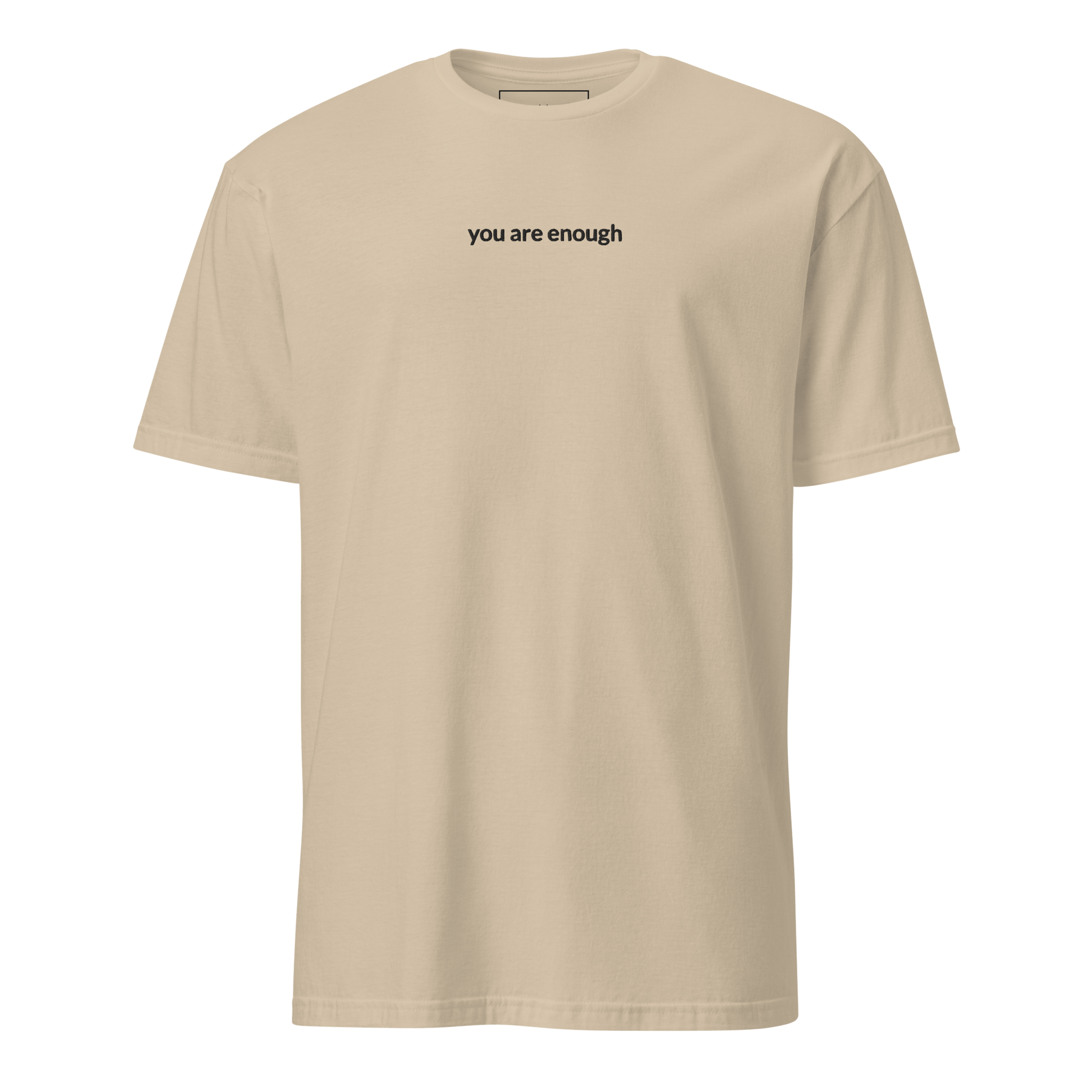 You Are Enough Tee - Black Embroidered Mantra