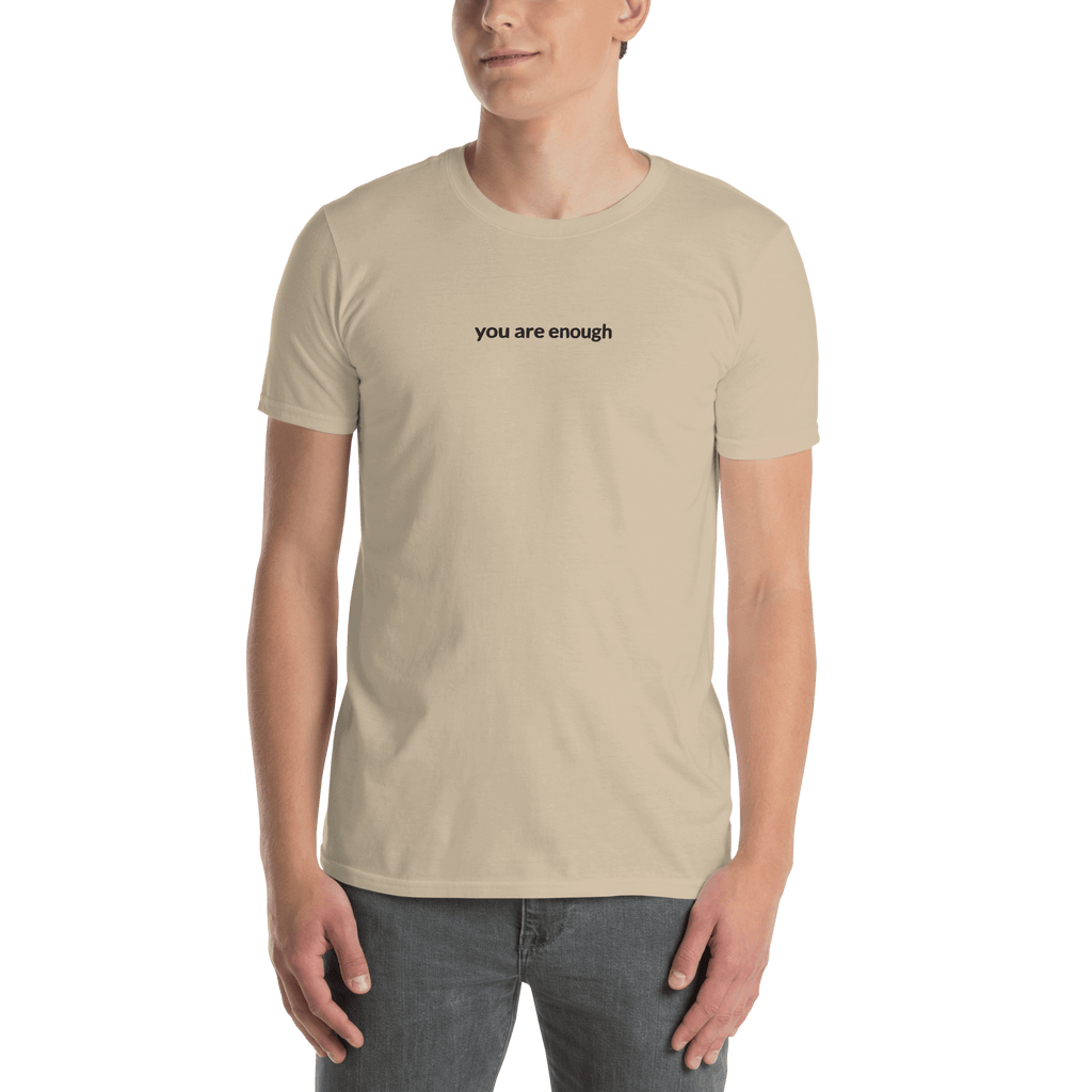 You Are Enough Tee - Black Embroidered Mantra