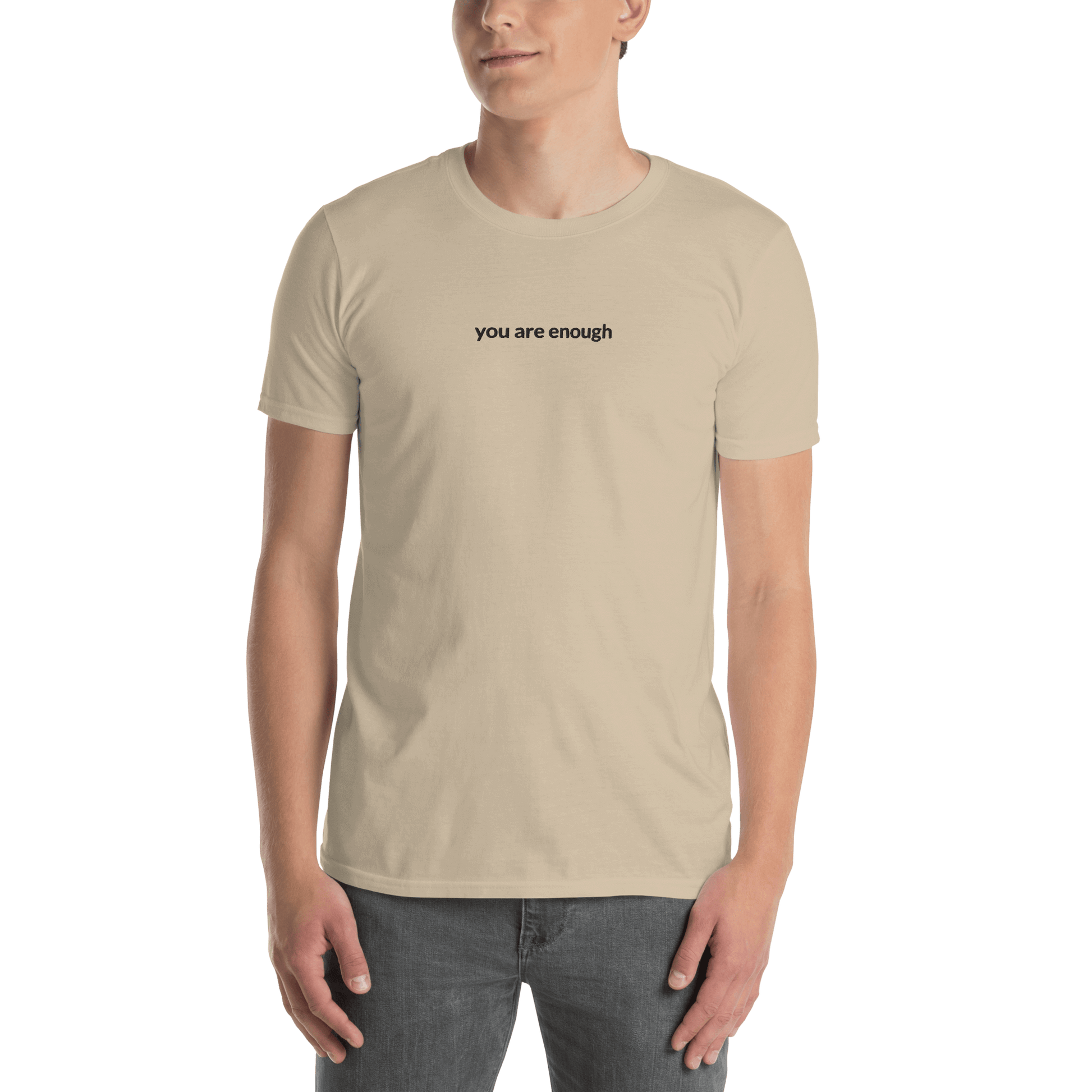 You Are Enough Tee - Black Embroidered Mantra