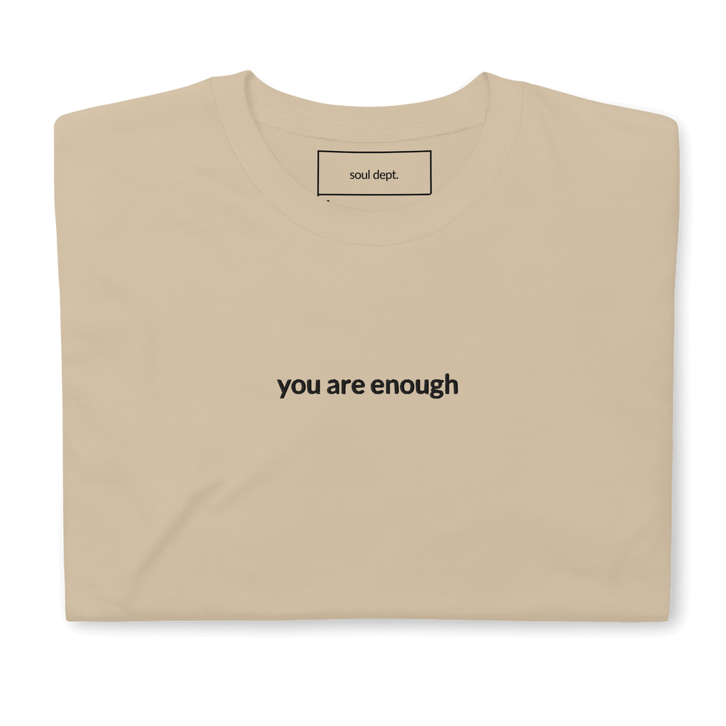 You Are Enough Tee - Black Embroidered Mantra