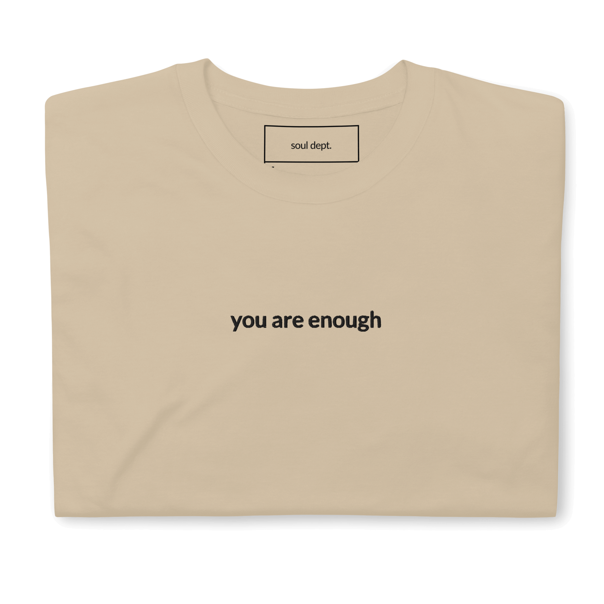You Are Enough Tee - Black Embroidered Mantra
