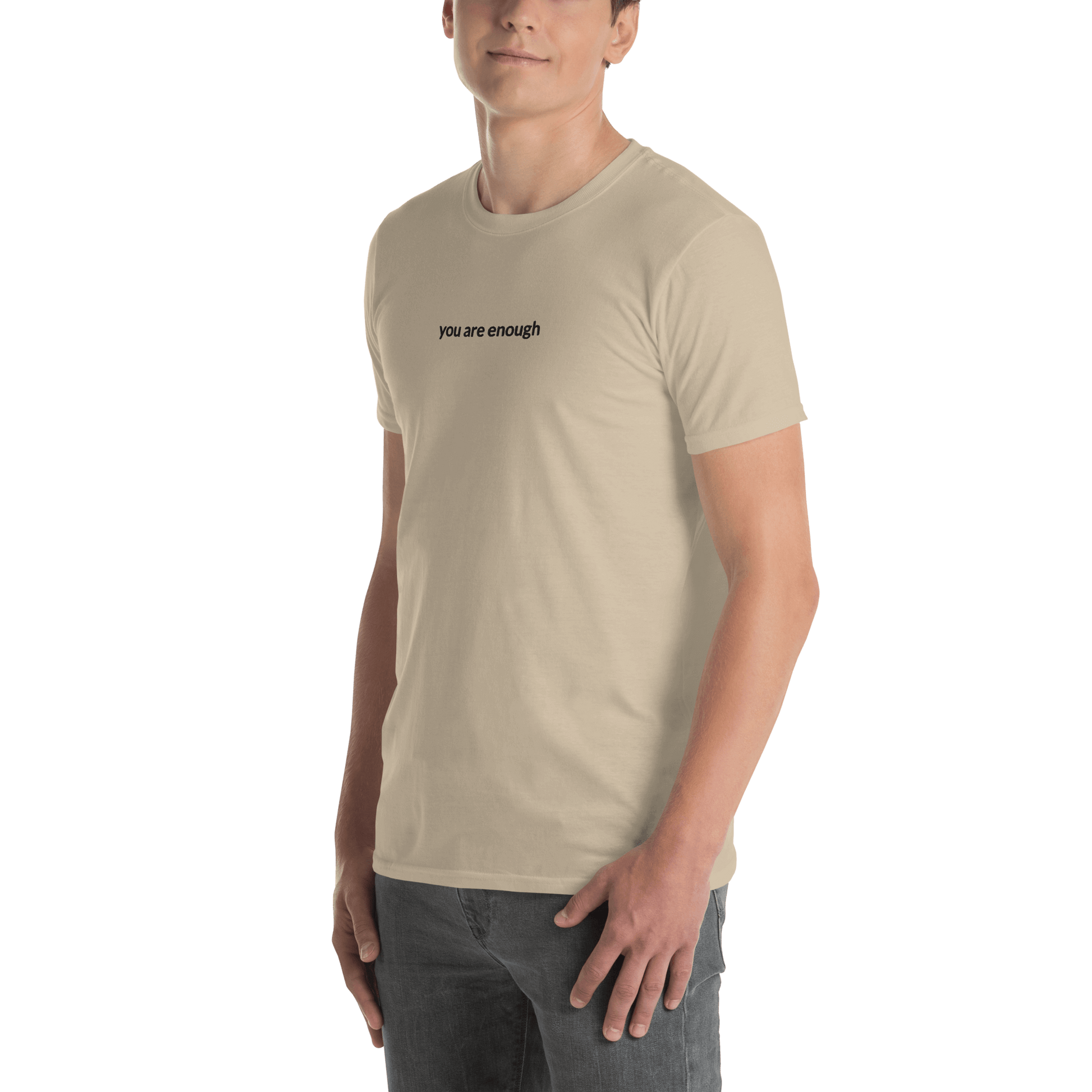 You Are Enough Tee - Black Embroidered Mantra