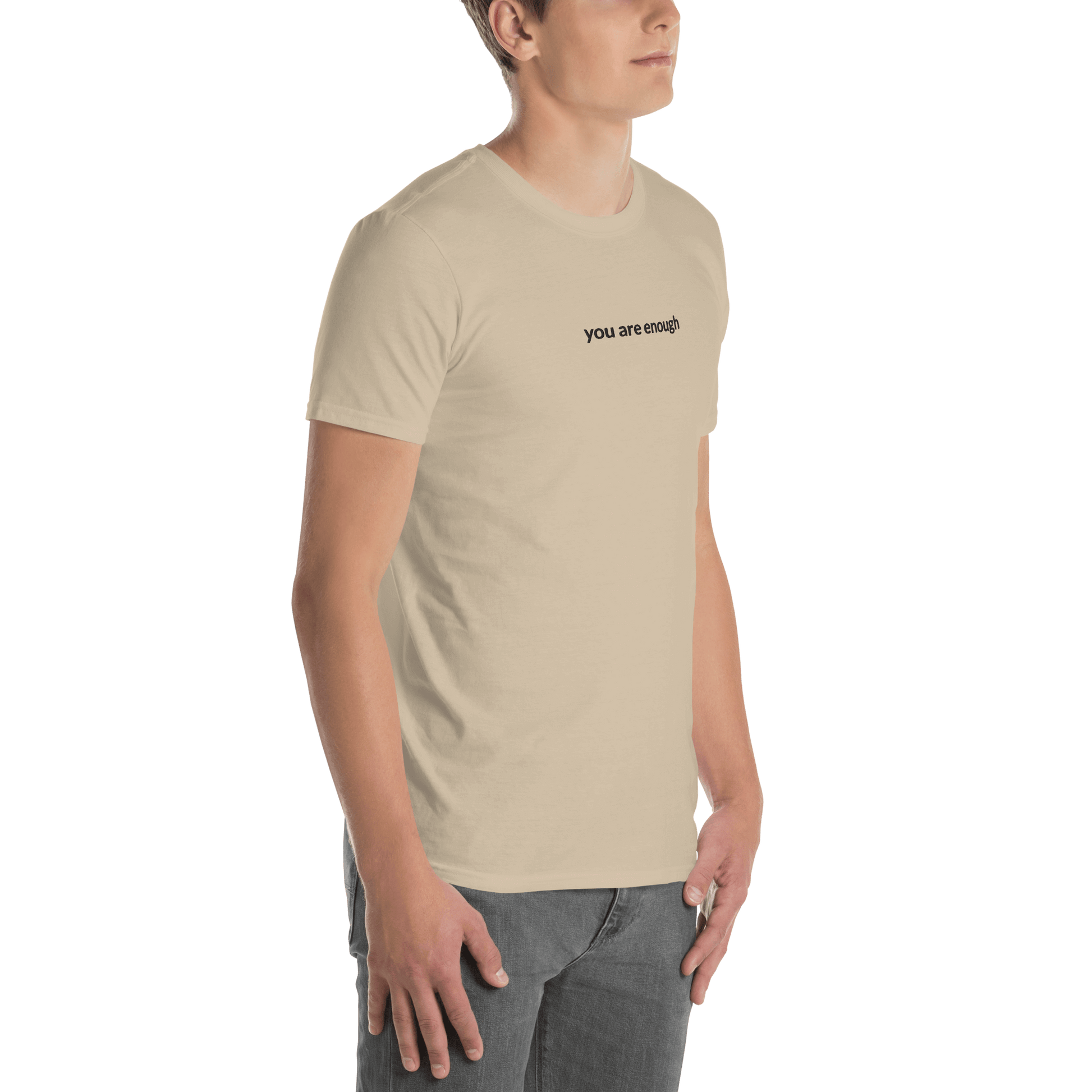 You Are Enough Tee - Black Embroidered Mantra
