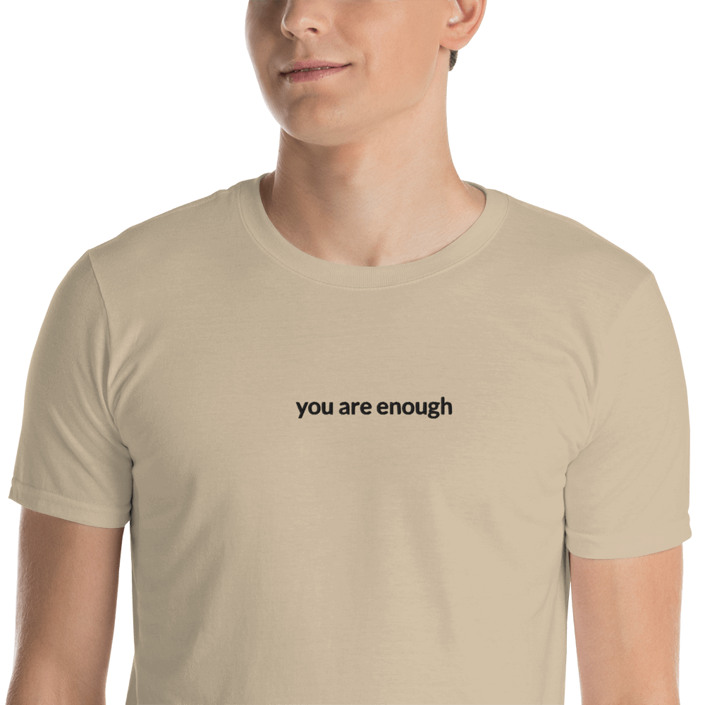 You Are Enough Tee - Black Embroidered Mantra