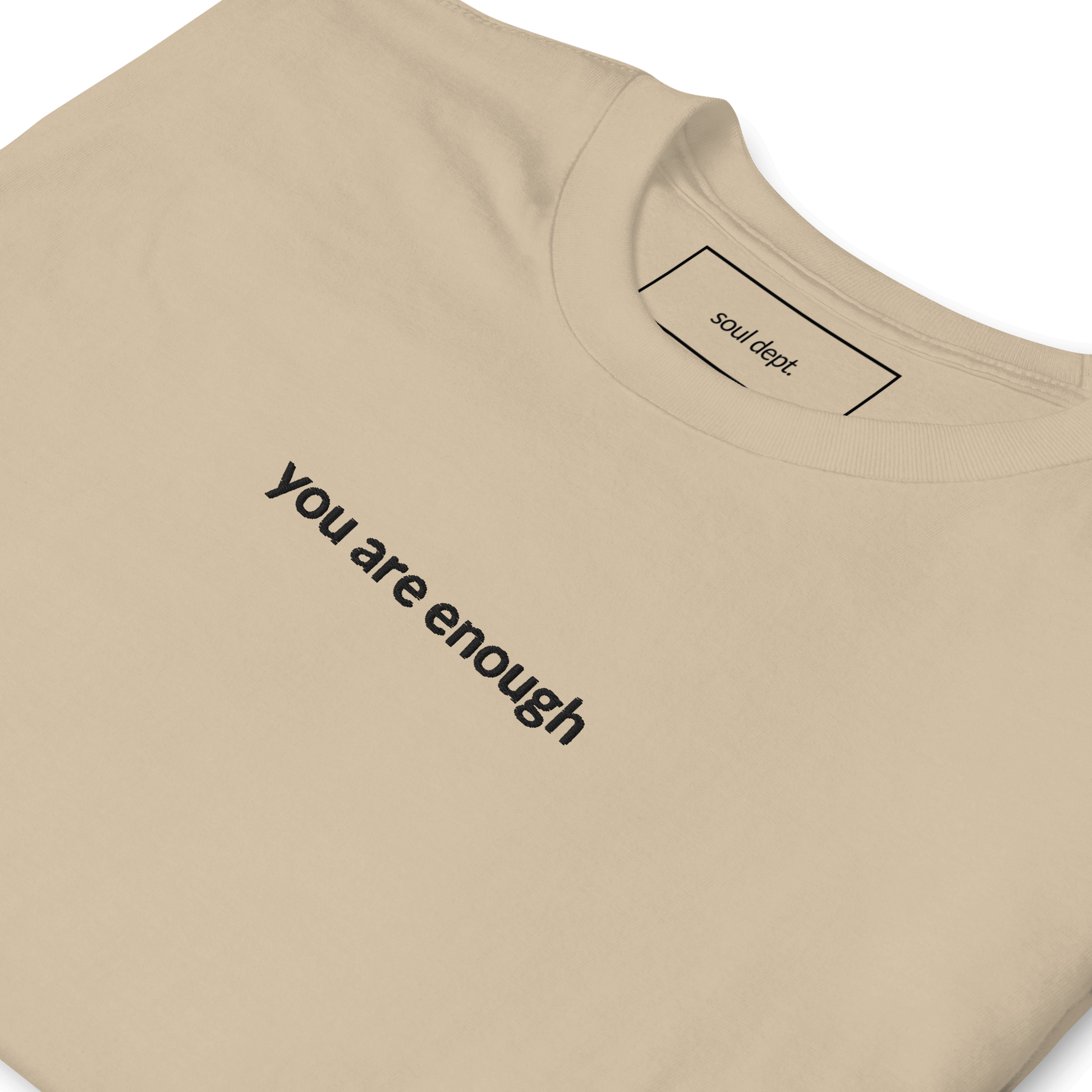 You Are Enough Tee - Black Embroidered Mantra