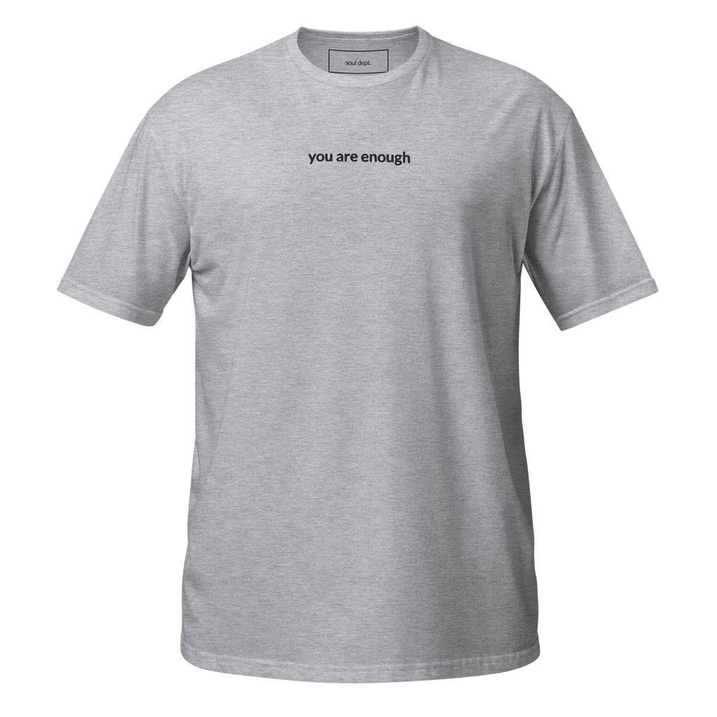 You Are Enough Tee - Black Embroidered Mantra