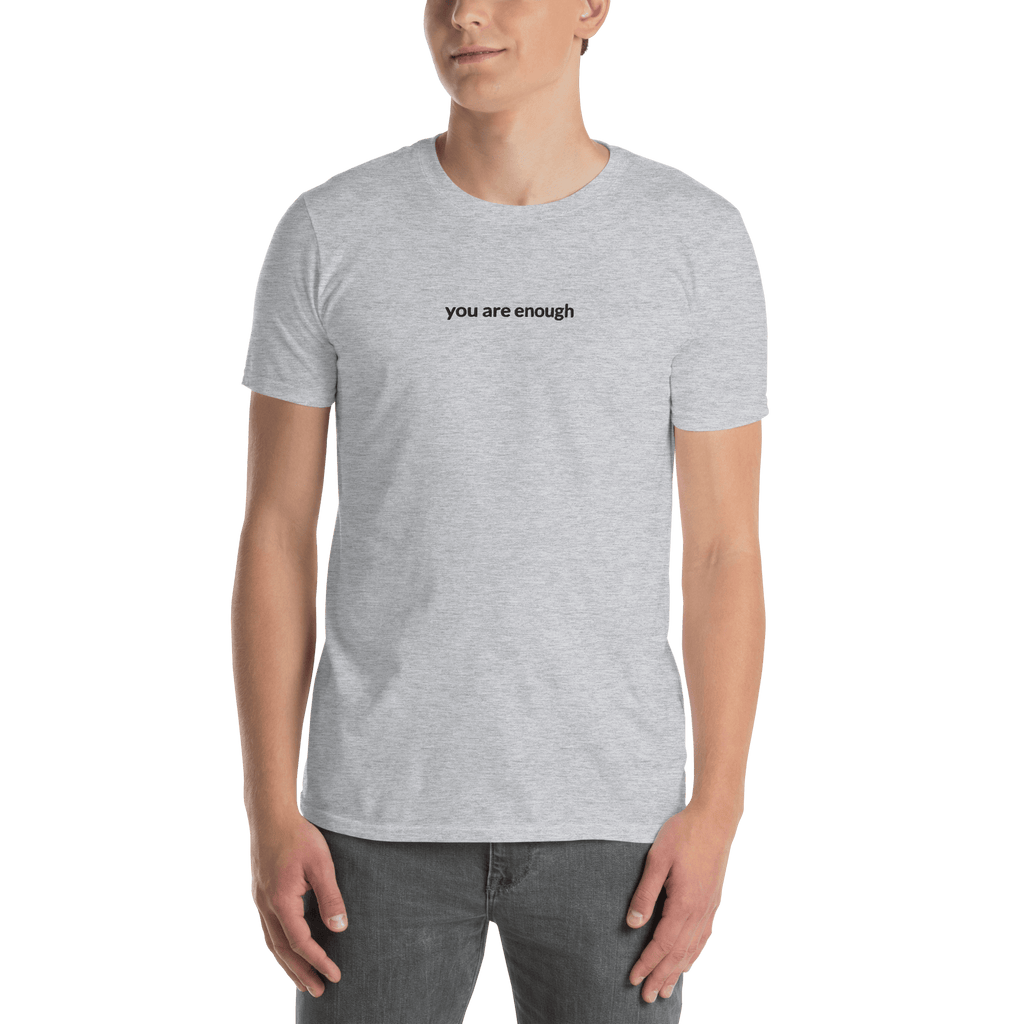 You Are Enough Tee - Black Embroidered Mantra