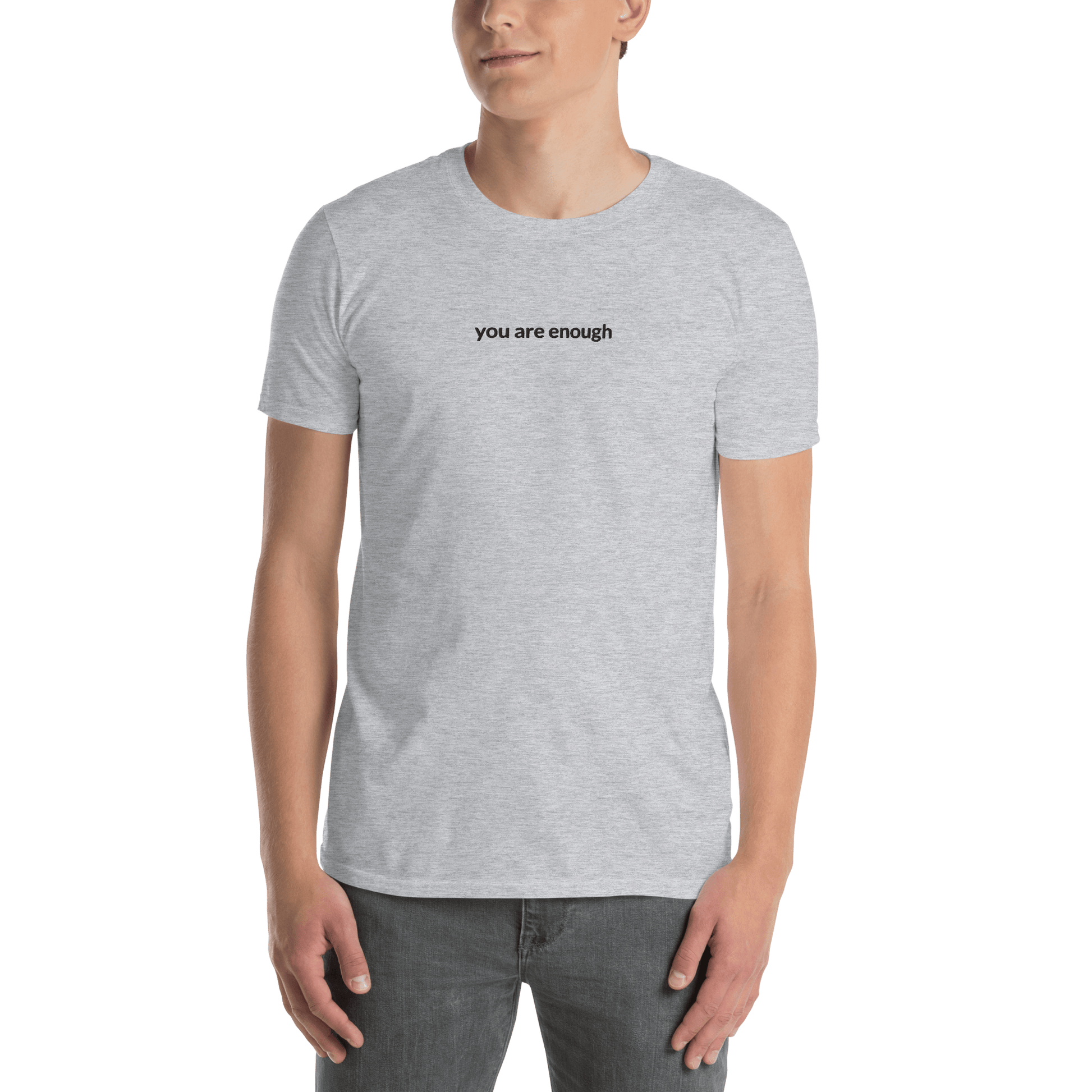 You Are Enough Tee - Black Embroidered Mantra