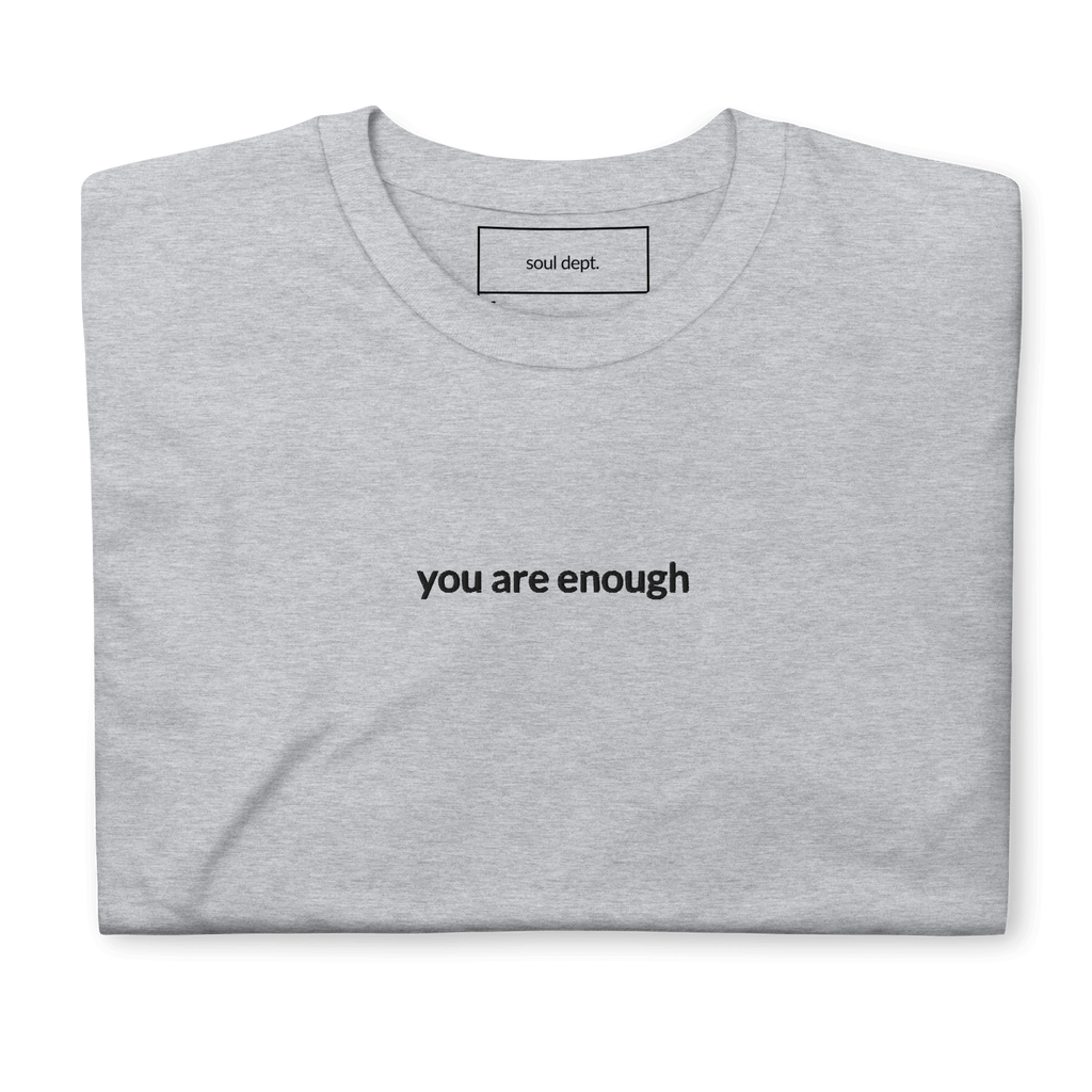 You Are Enough Tee - Black Embroidered Mantra