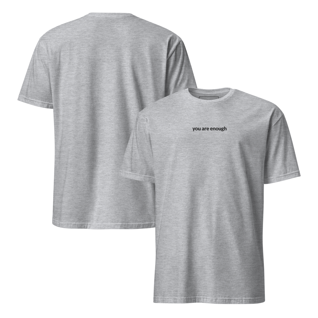 You Are Enough Tee - Black Embroidered Mantra