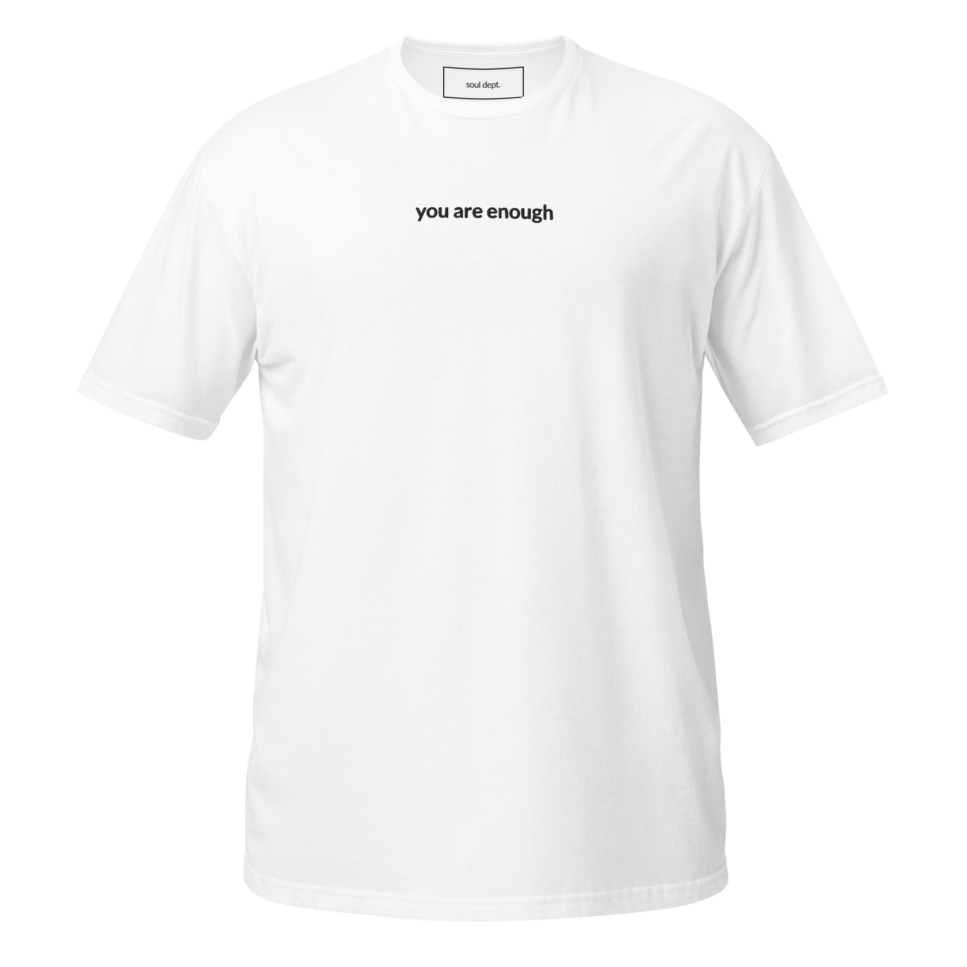 You Are Enough Tee - Black Embroidered Mantra