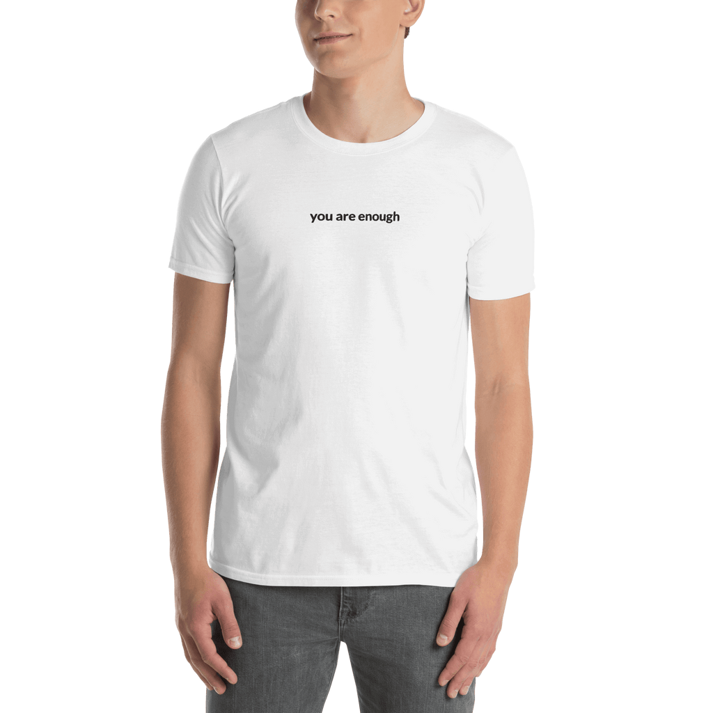 You Are Enough Tee - Black Embroidered Mantra