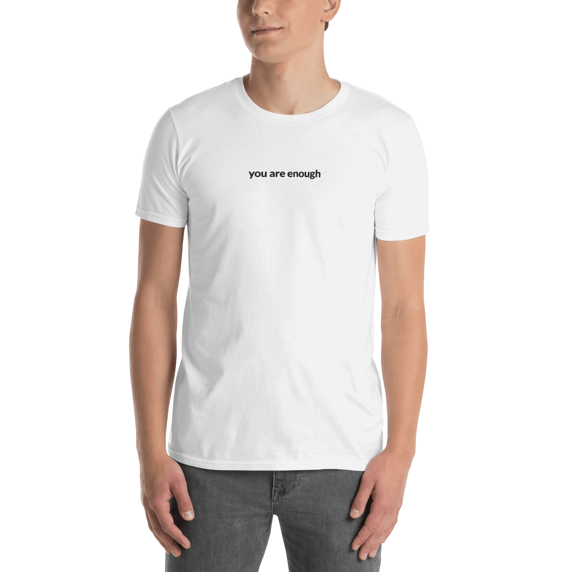 You Are Enough Tee - Black Embroidered Mantra