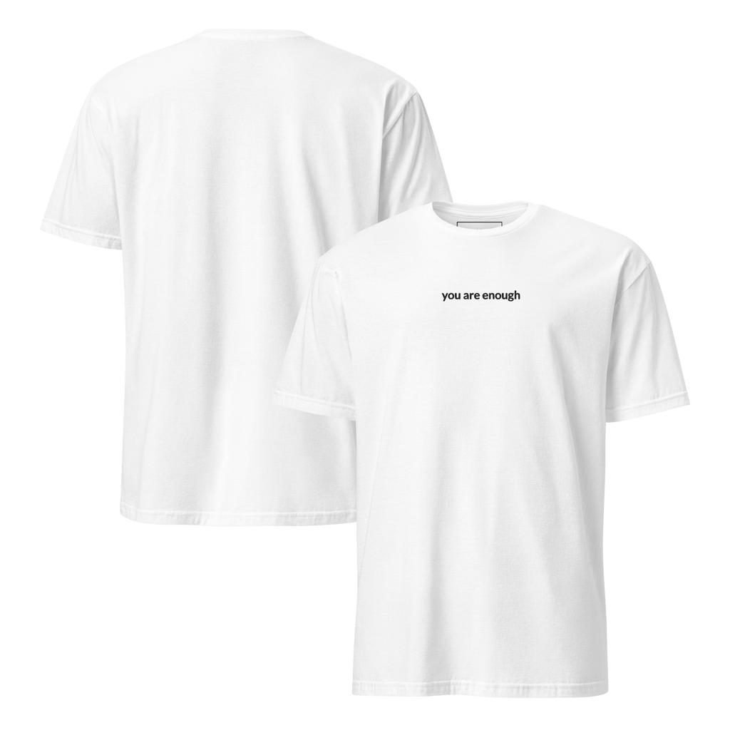 You Are Enough Tee - Black Embroidered Mantra