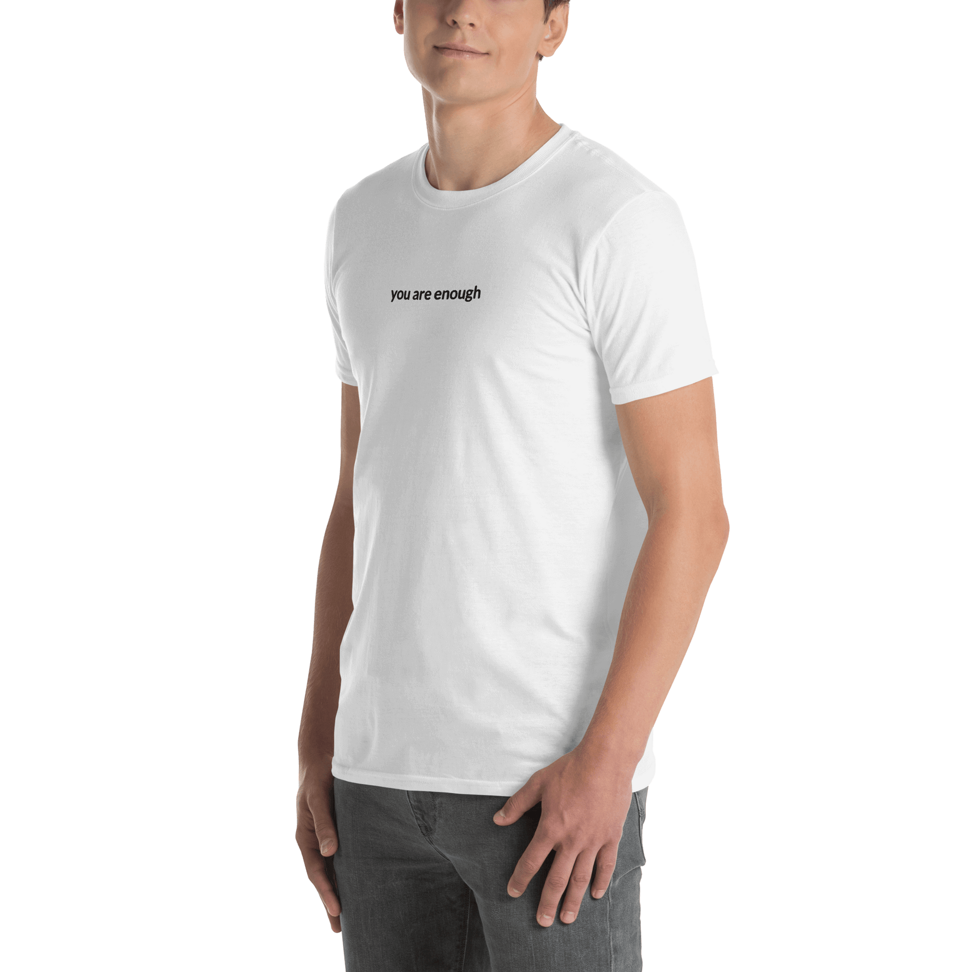 You Are Enough Tee - Black Embroidered Mantra