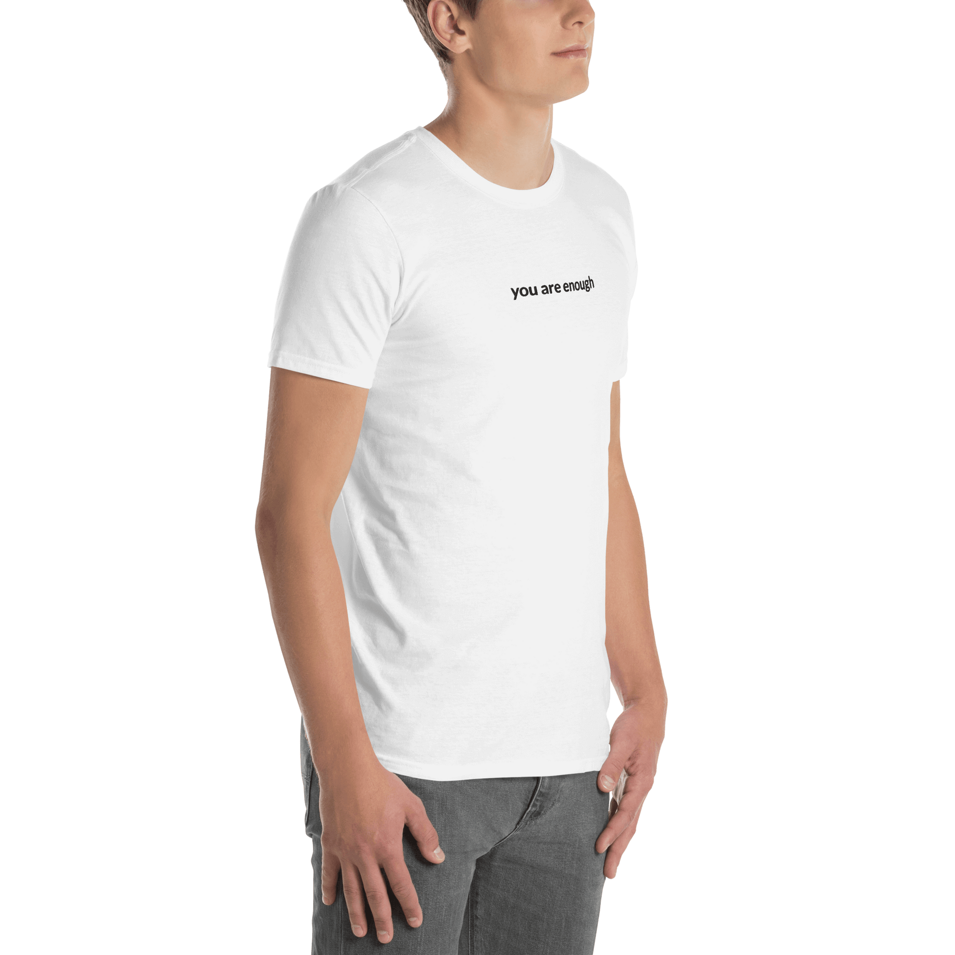 You Are Enough Tee - Black Embroidered Mantra