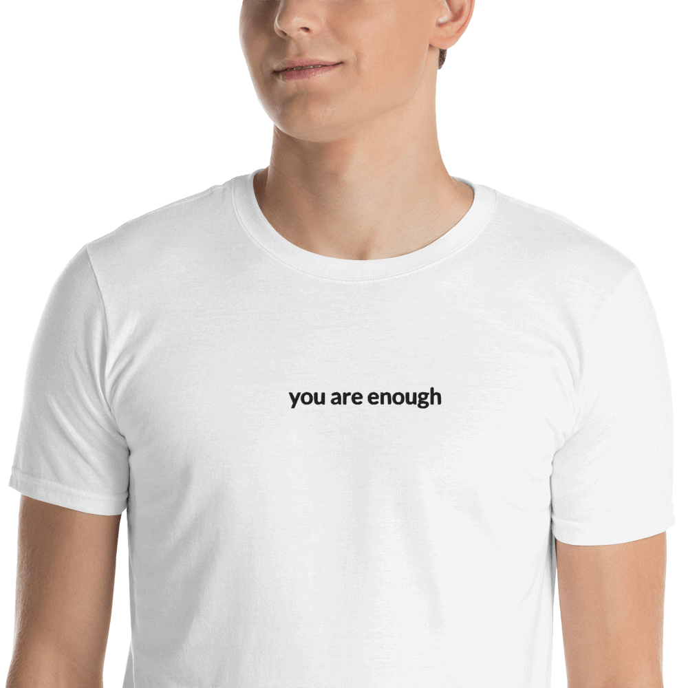You Are Enough Tee - Black Embroidered Mantra