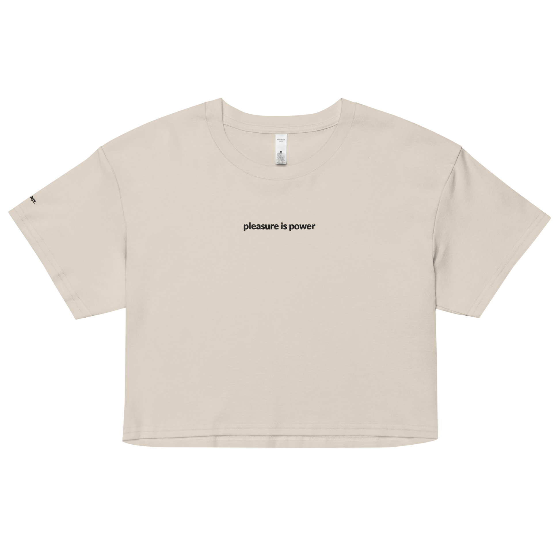 Pleasure is Power Crop Tee - Black Embroidered Mantra