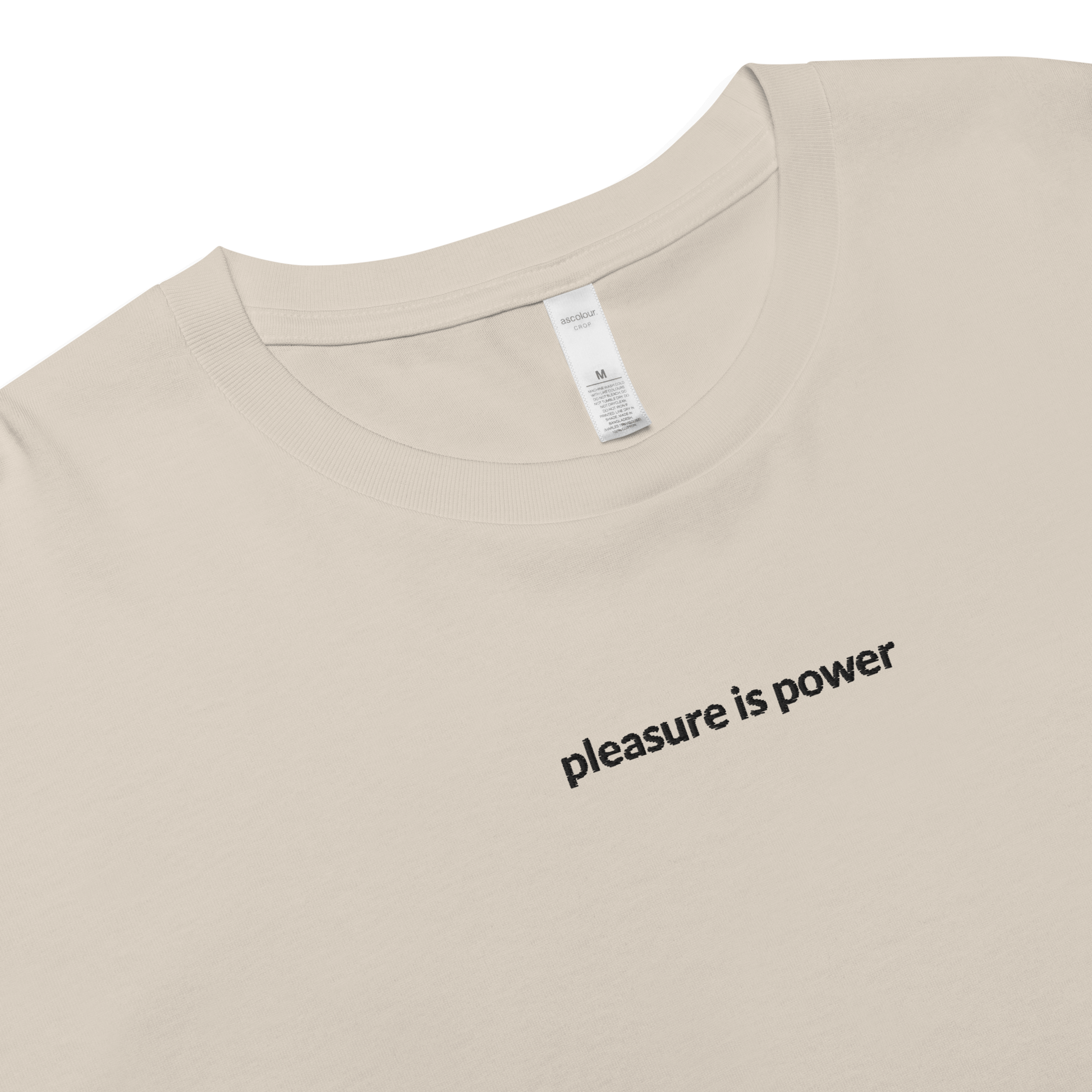 Pleasure is Power Crop Tee - Black Embroidered Mantra