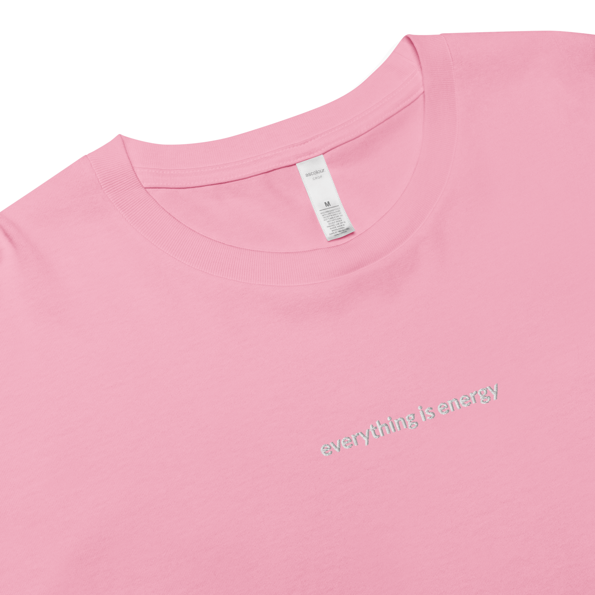 Everything is Energy Crop Tee - White Embroidered Mantra