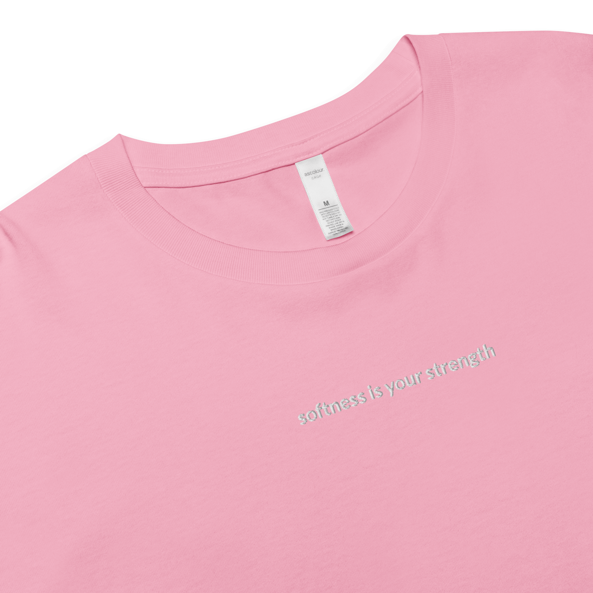 Softness Is Your Strength Crop Tee - White Embroidered Mantra