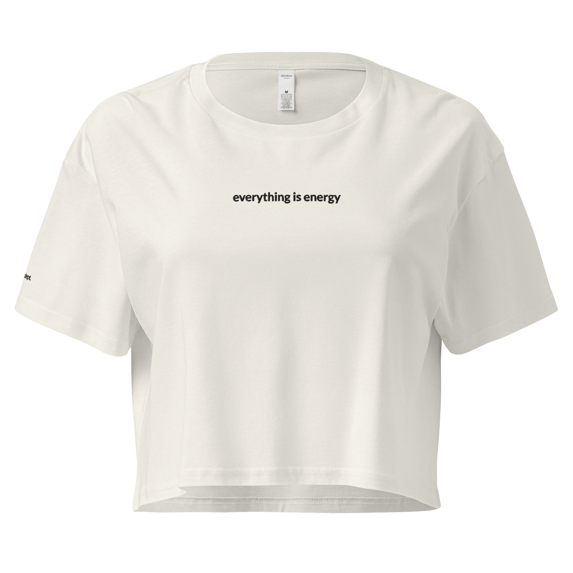 Everything is Energy Crop Tee - Black Embroidered Mantra