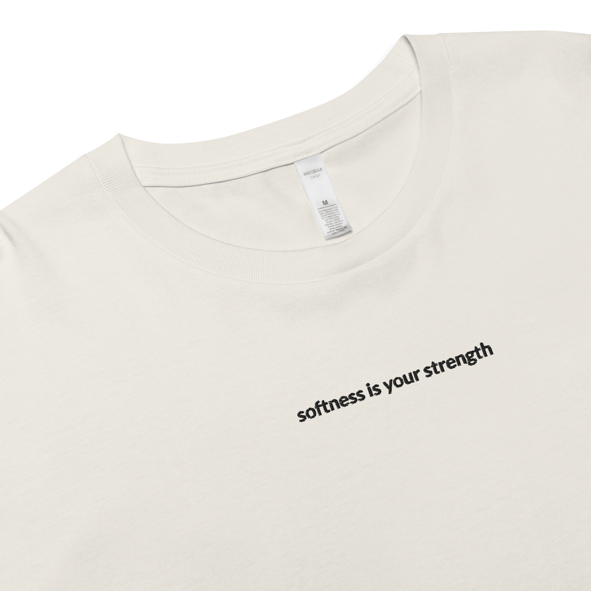 Softness Is Your Strength Crop Tee - Black Embroidered Mantra