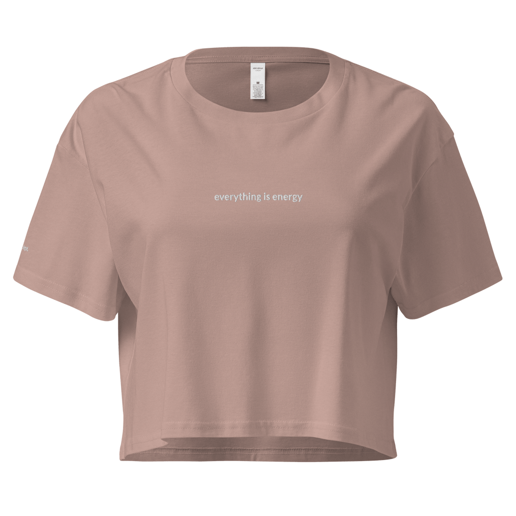 Everything is Energy Crop Tee - White Embroidered Mantra