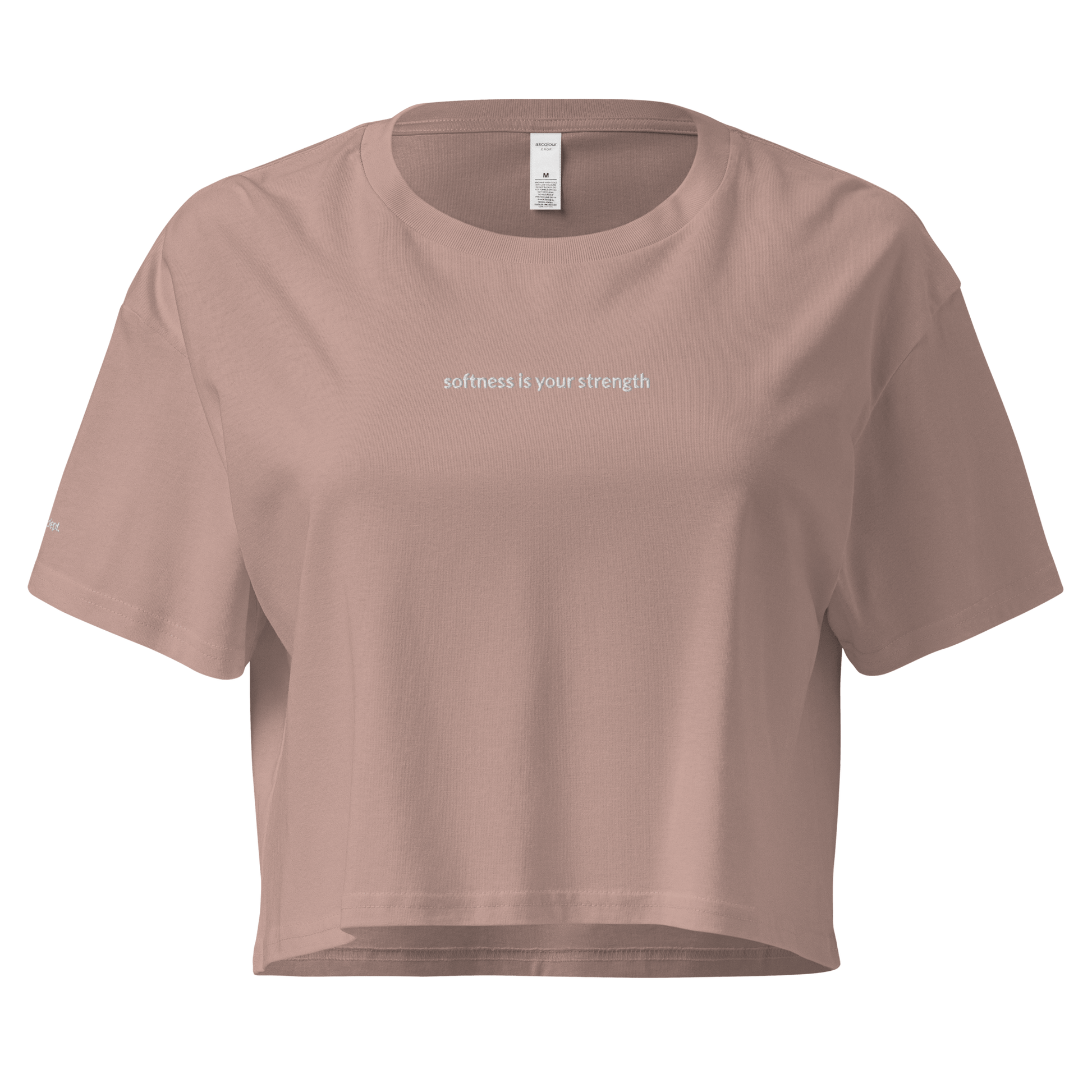 Softness Is Your Strength Crop Tee - White Embroidered Mantra
