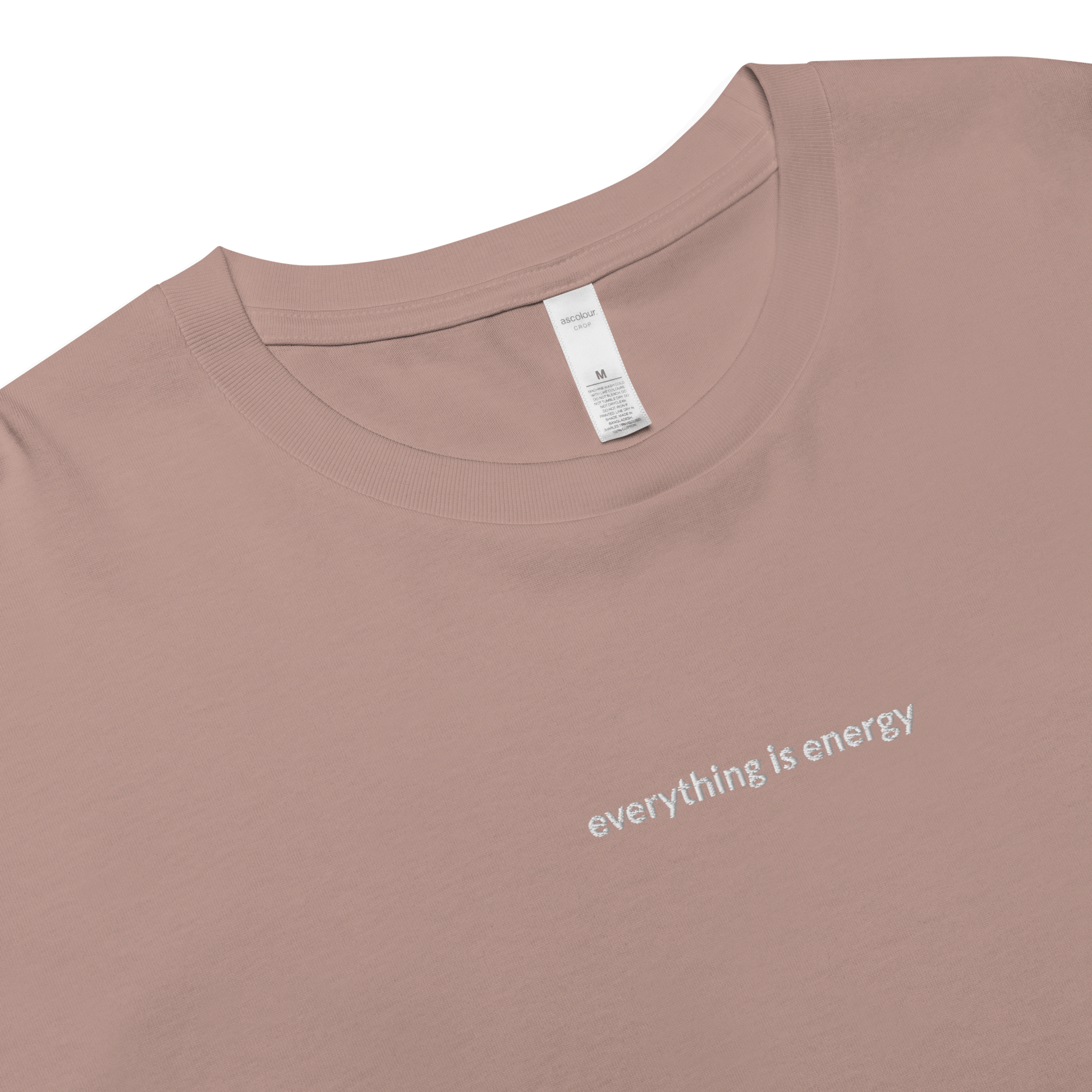 Everything is Energy Crop Tee - White Embroidered Mantra