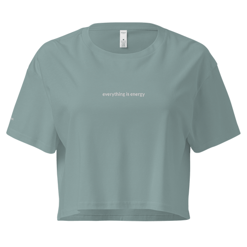 Everything is Energy Crop Tee - White Embroidered Mantra